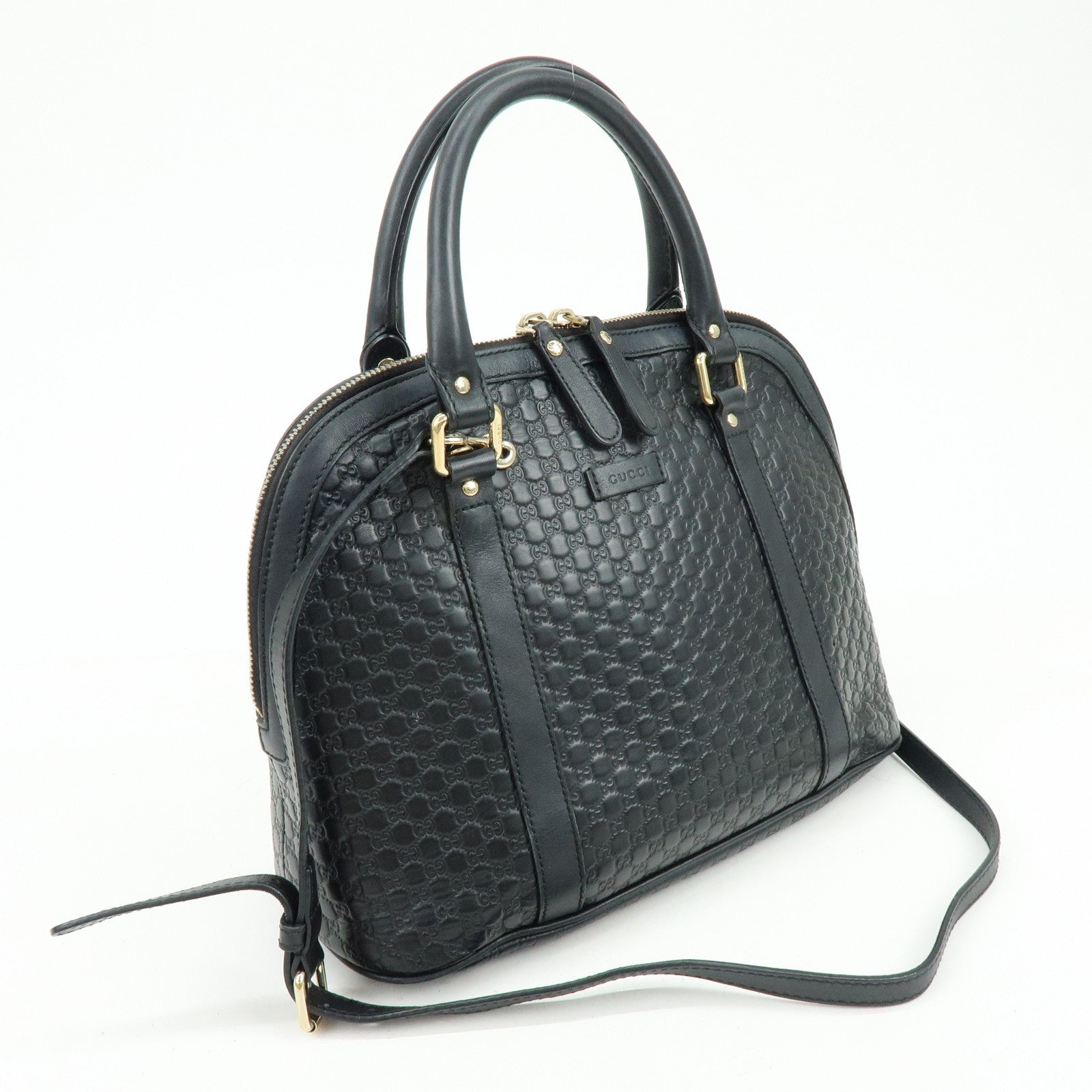 GUCCI Micro Guccissima Leather 2Way Bag Hand Bag Black 449663