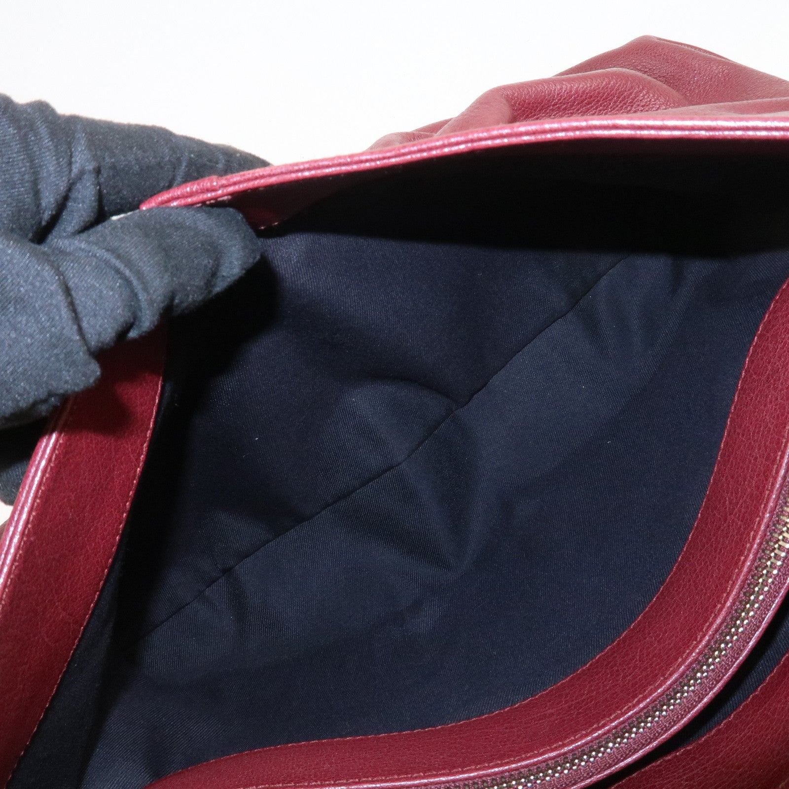 BVLGARI Chandra Leather Shoulder Bag Hand Bag Bordeaux