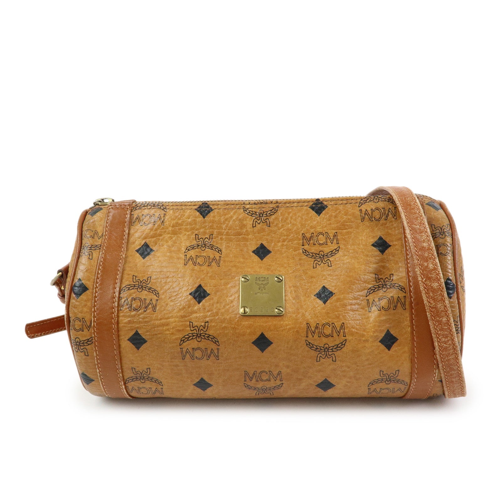 MCM Visetos PVC Leather Shoulder Bag Crossbody Bag Brown
