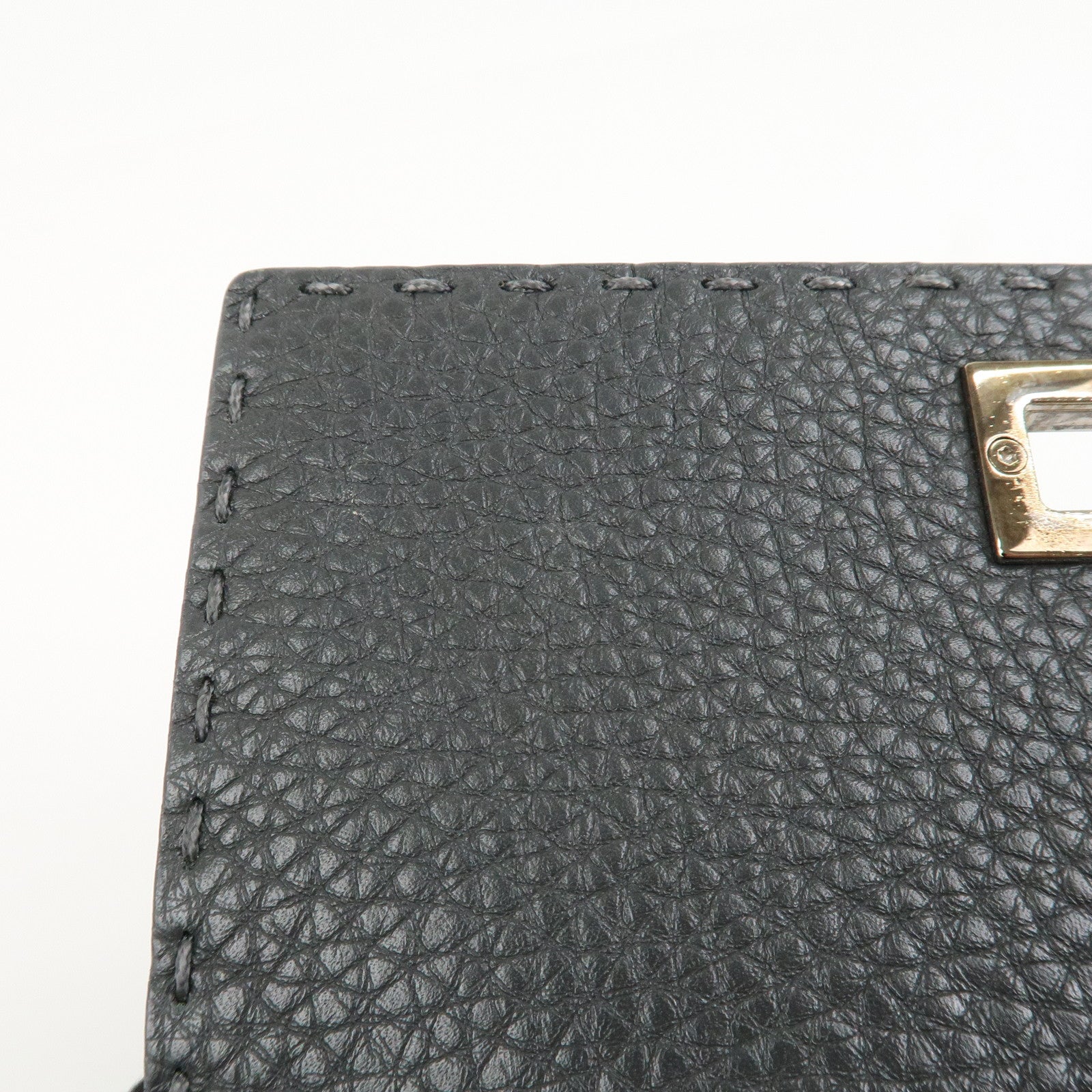 FENDI Seleria Leather Peekaboo Long Wallet Gray 8M0308