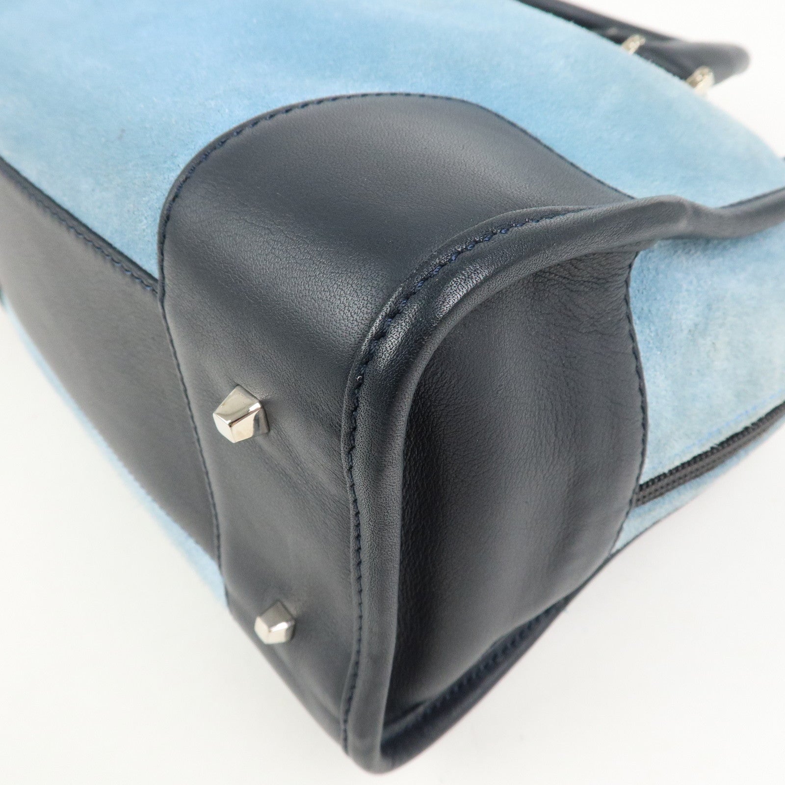 LOEWE Anagram Suede Leather Amazona 28 Hand Bag Blue