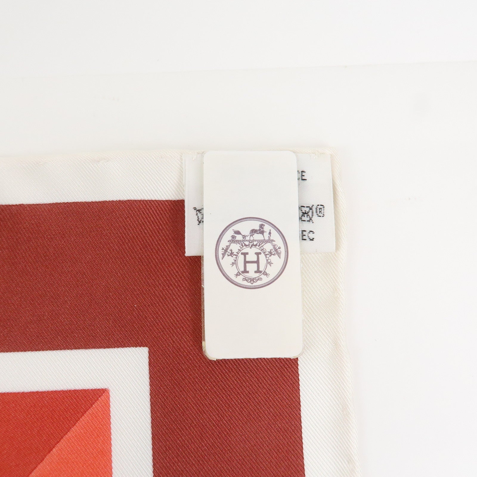 HERMES Carre 90 Silk 100% BRIDES ET DESTIN Red Used