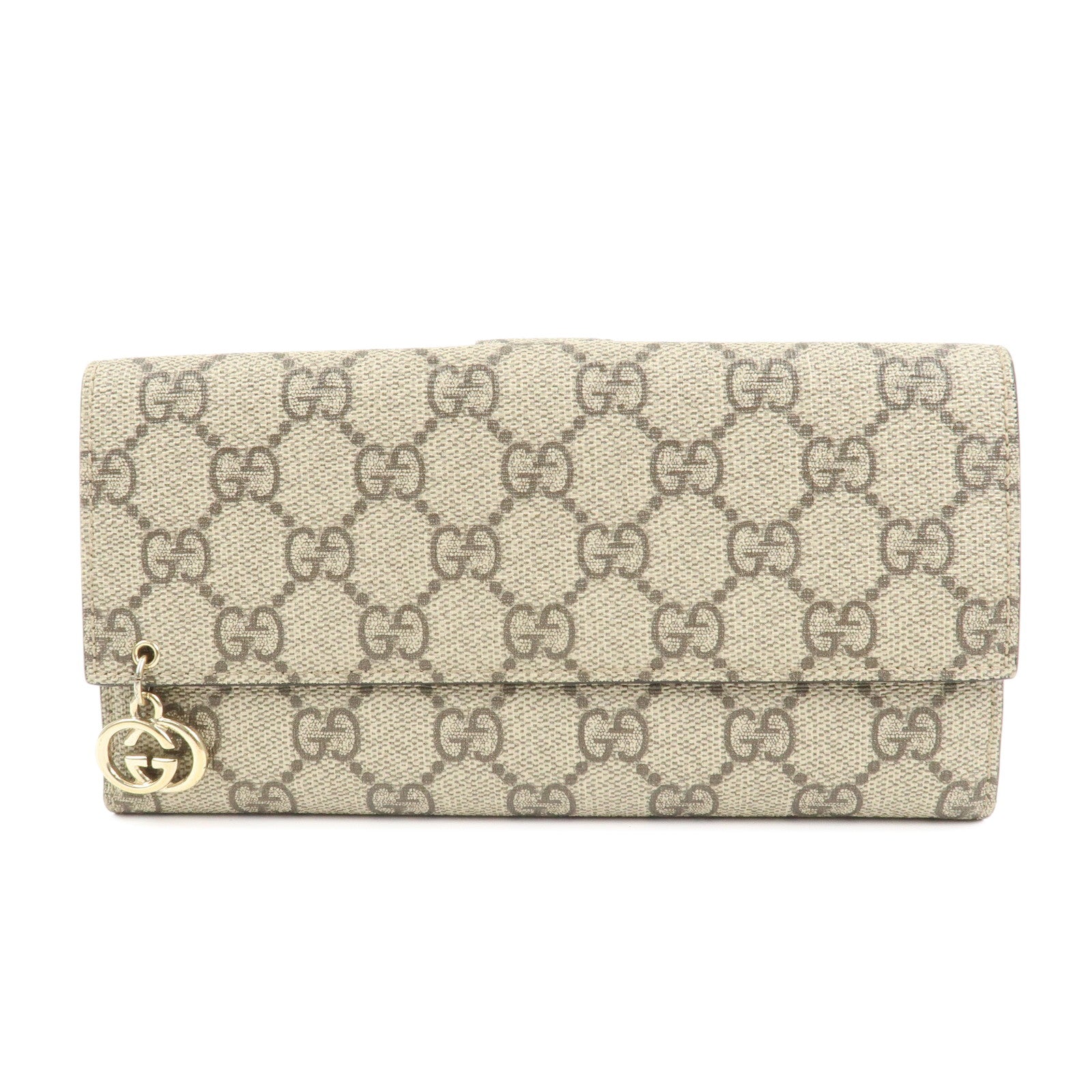 GUCCI GG Supreme Interlocking G Long Wallet Beige 212104