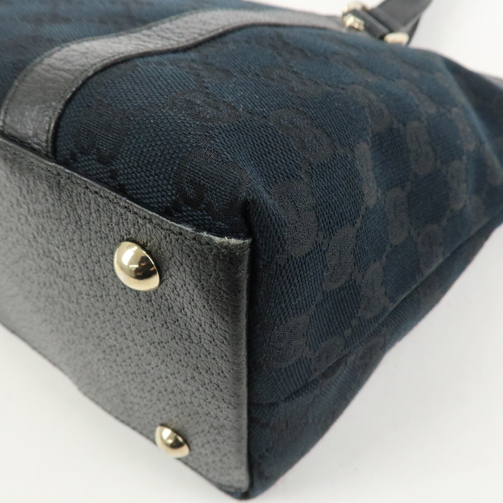 GUCCI Abbey GG Canvas Leather Tote Bag Shoulder Bag Black 141470