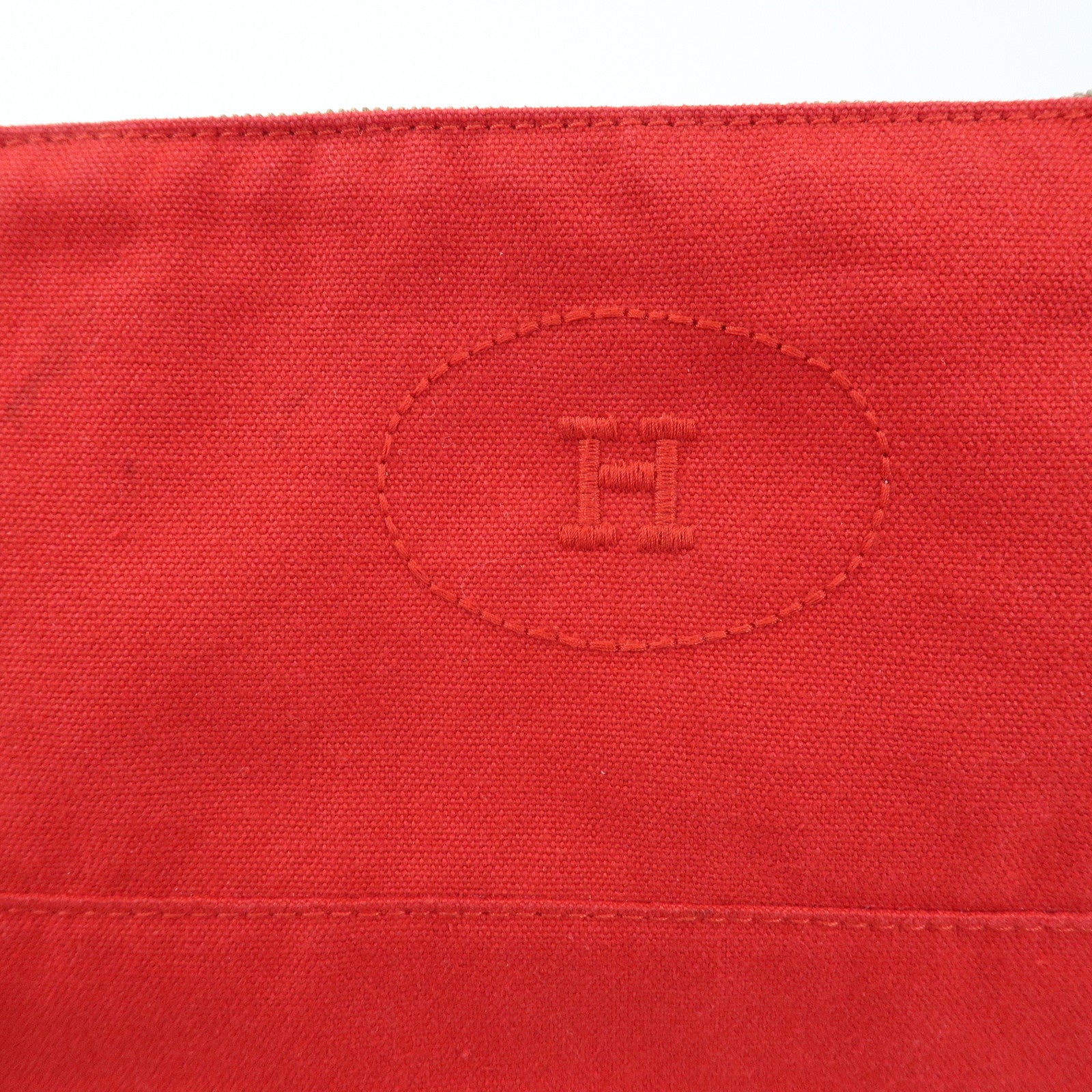 HERMES Cotton Canvas Bolide Pouch GM Cosmetic Pouch Red