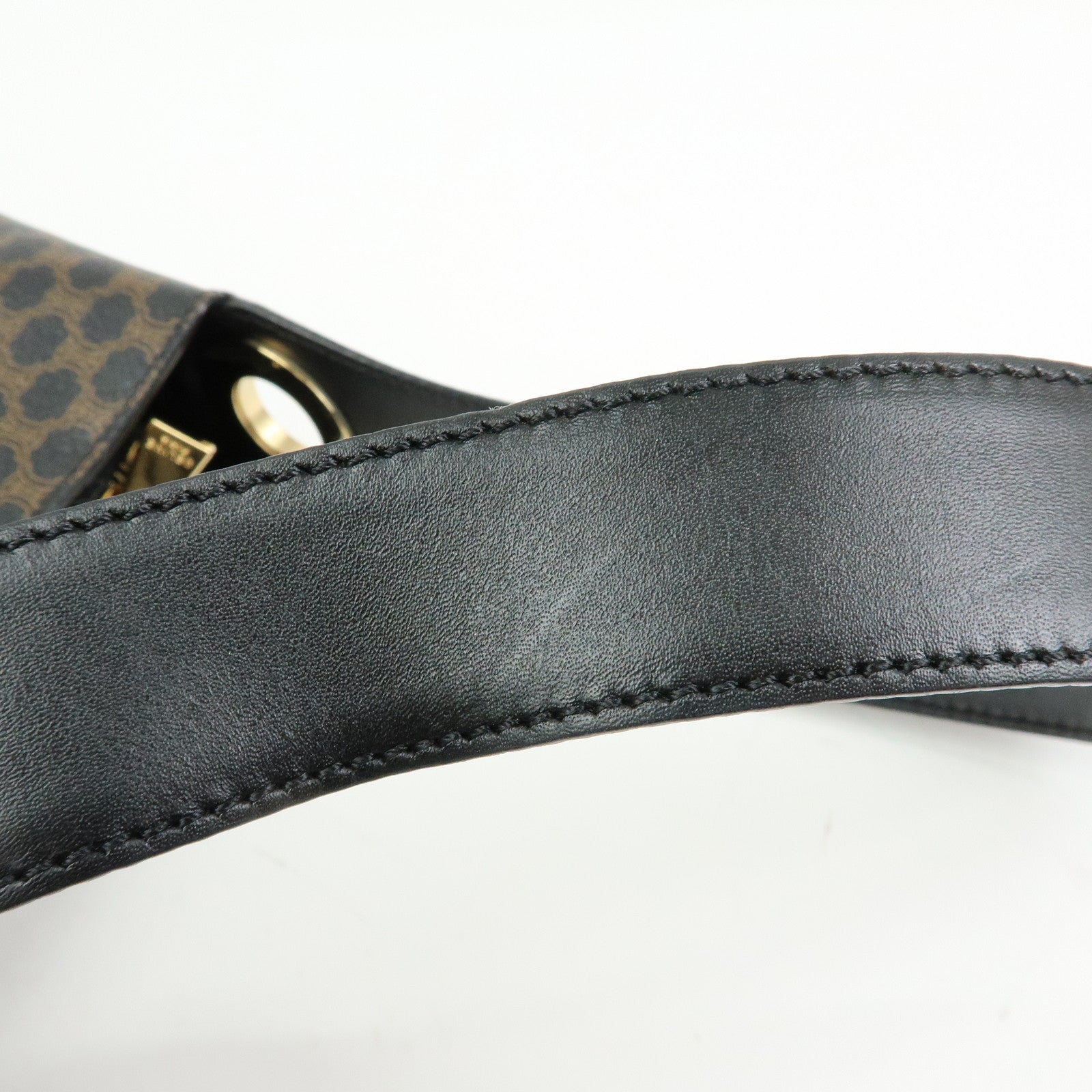 CELINE Macadam PVC Leather Shoulder Bag Black Brown