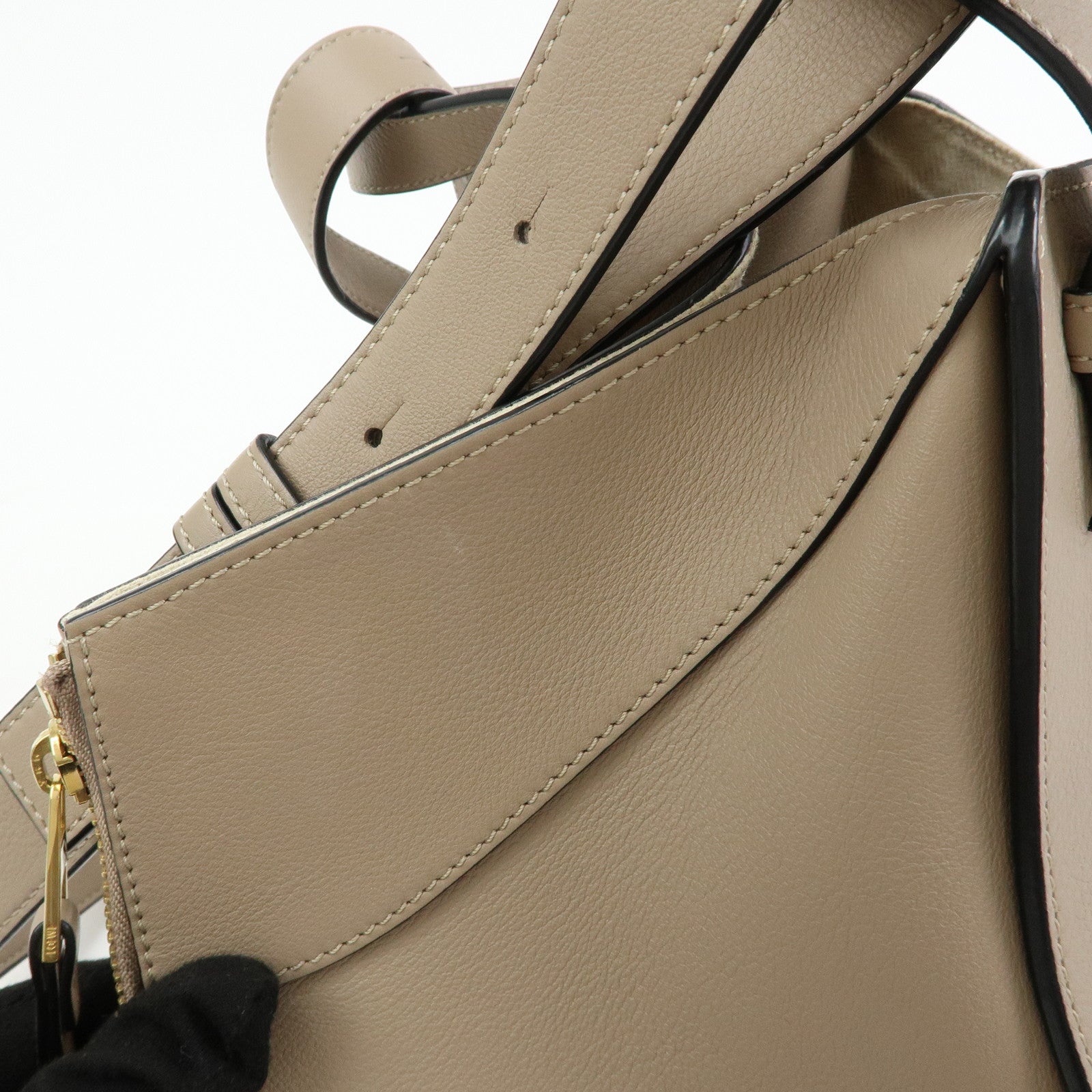 LOEWE Anagram Hammock Small Leather Shoulder Crossbody Bag Greige