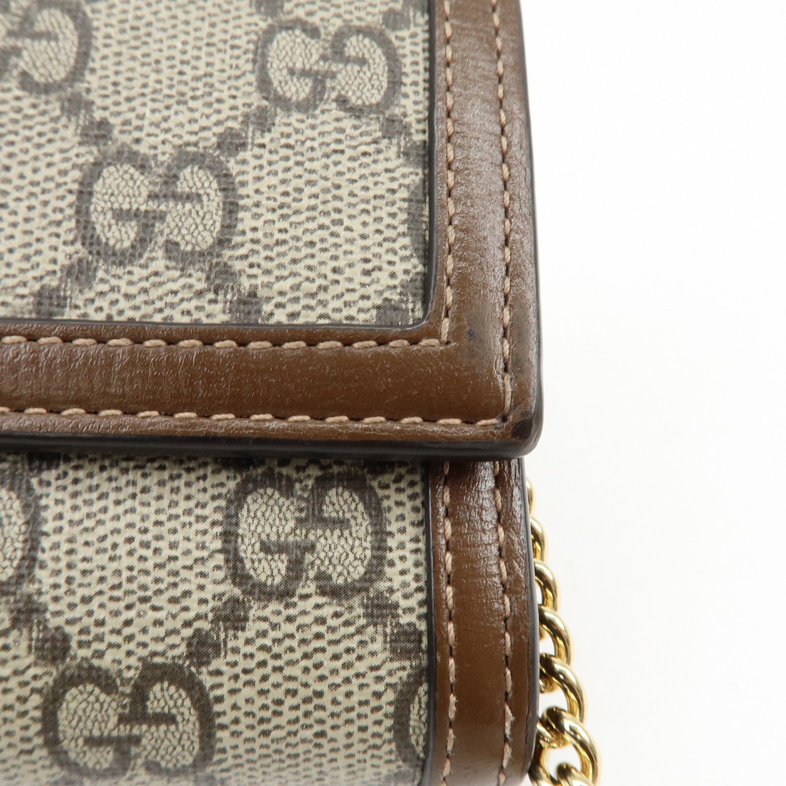 GUCCI Jackie 1961 Sherry GG Supreme Leather Chain Wallet Bag 652681