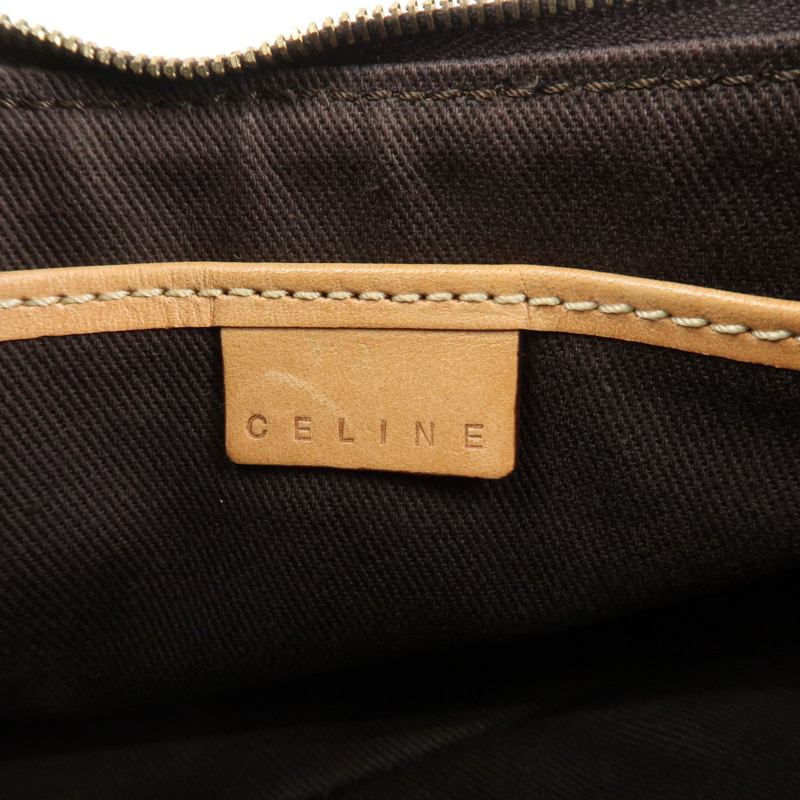 CELINE Macadam Logo PVC Leather Shoulder Bag Hand Bag Brown