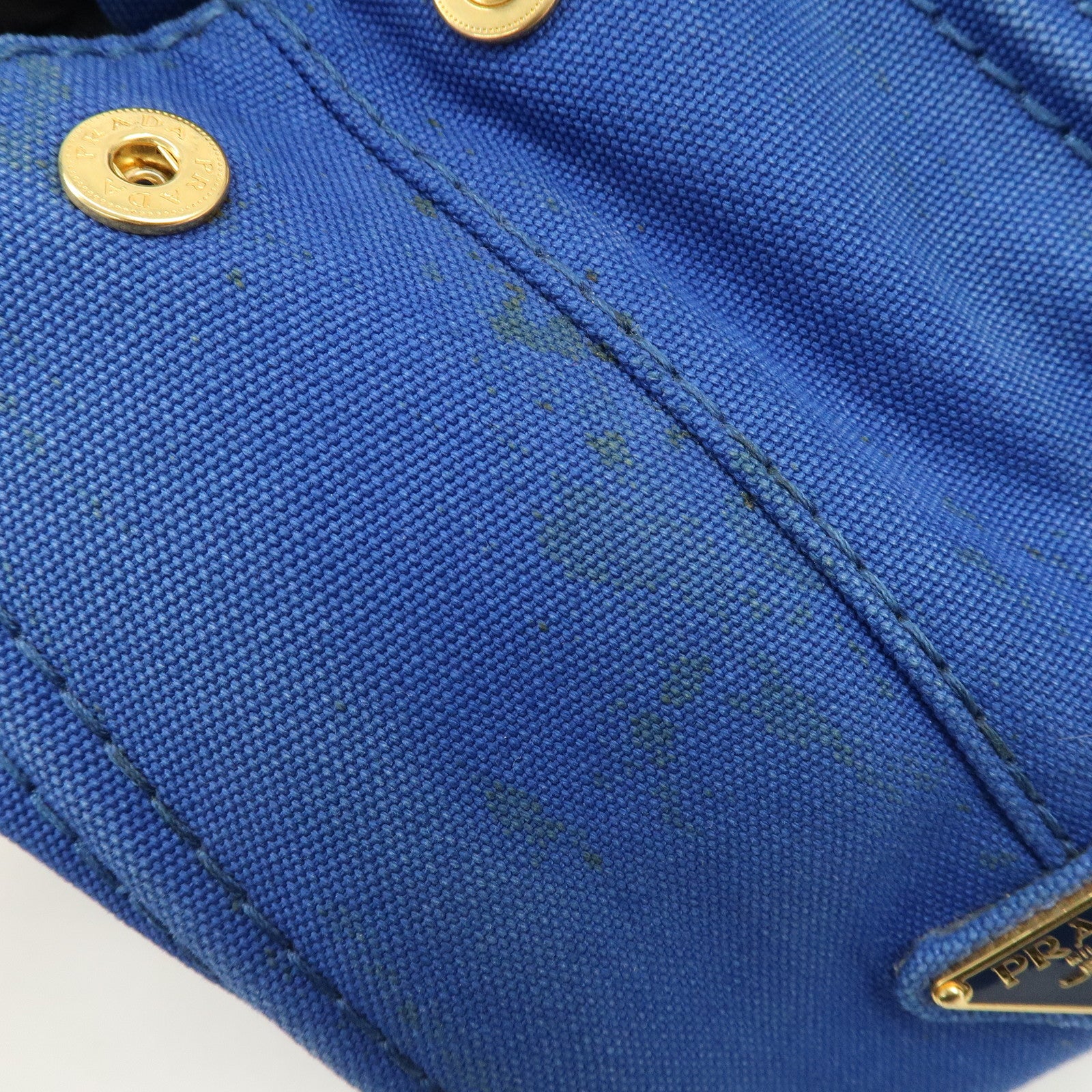 PRADA Logo Canapa Mini Canvas Hand Bag Tote Bag Blue BN2439
