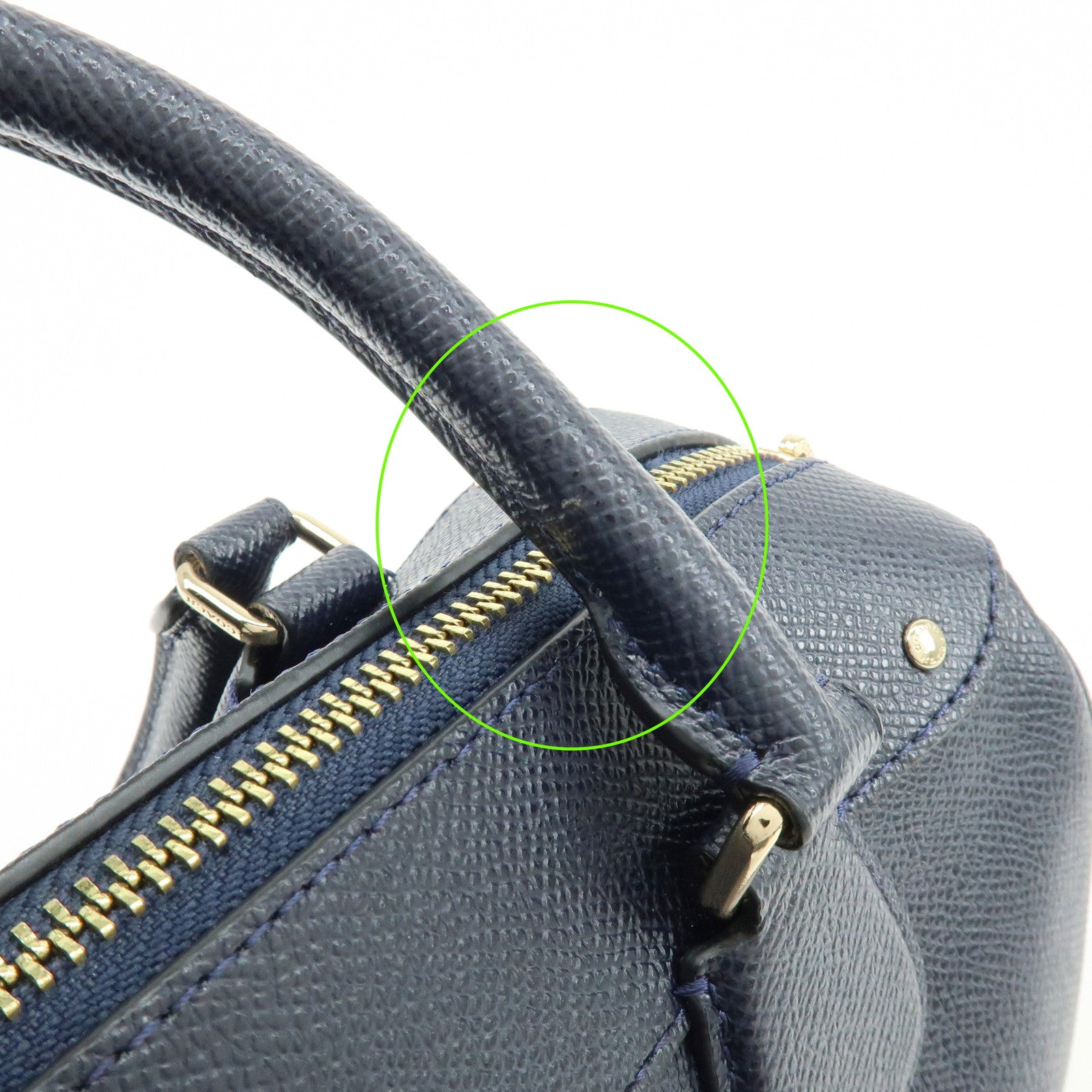 COACH Leather 2Way Shoulder Bag Hand Bag Navy