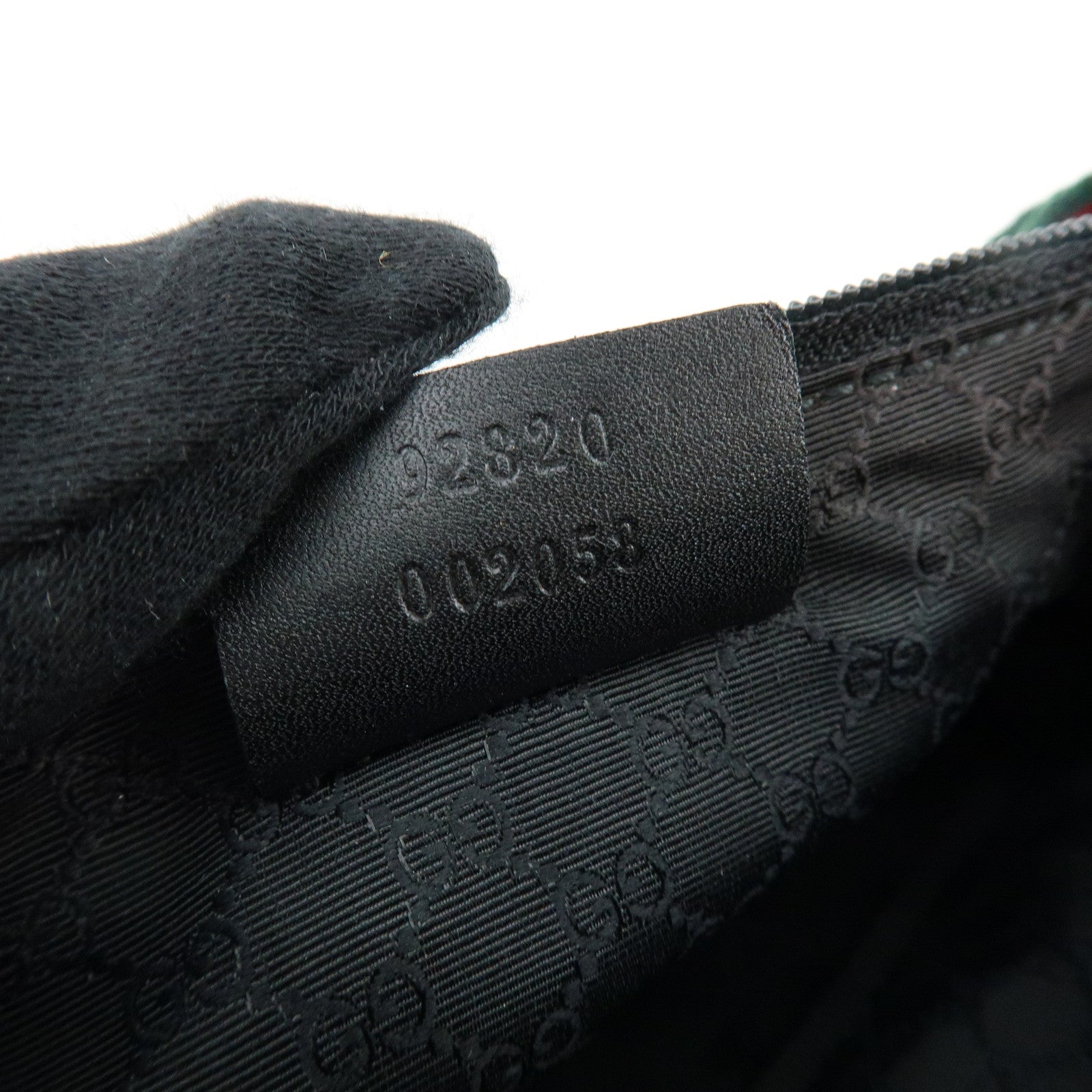 GUCCI Sherry Leather Denim Accessory Pouch Hand Bag Black 92820
