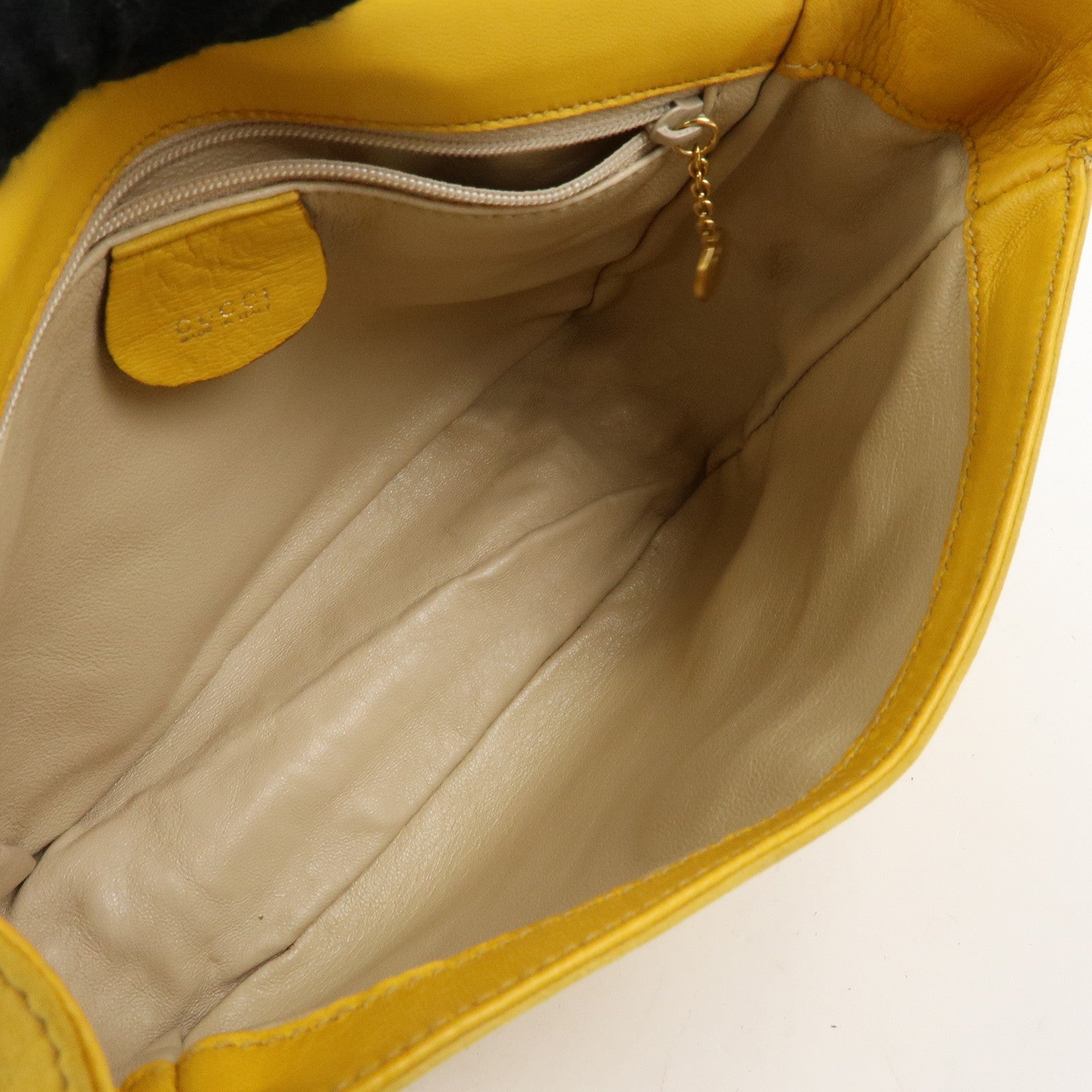GUCCI Horsebit Suede Leather Shoulder Bag Yellow 007.3444