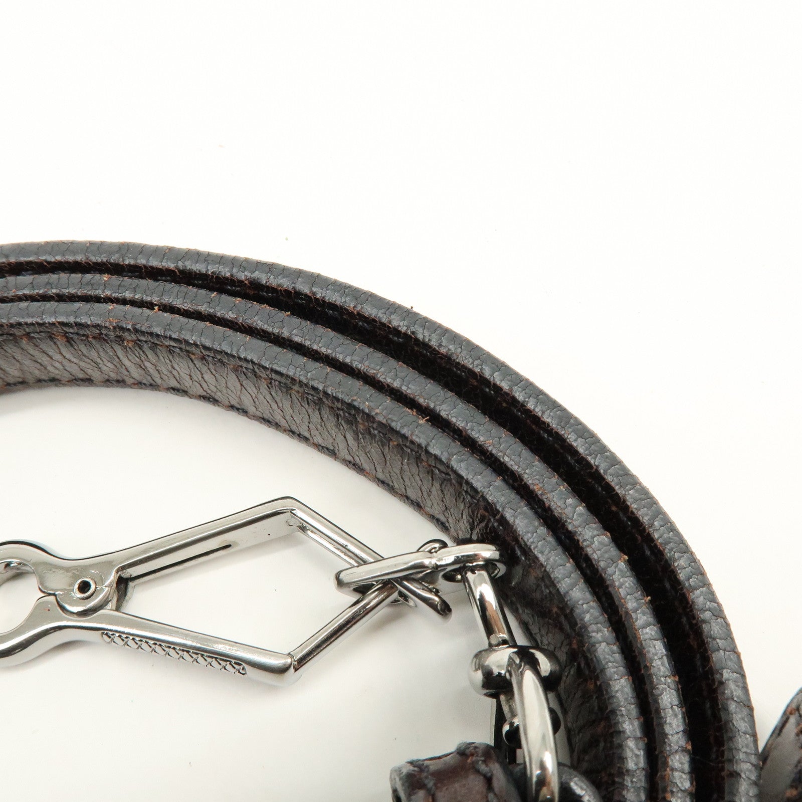 MIU MIU Matelasse Leather 2Way Bag Hand Bag Shoulder Bag Dark Brown