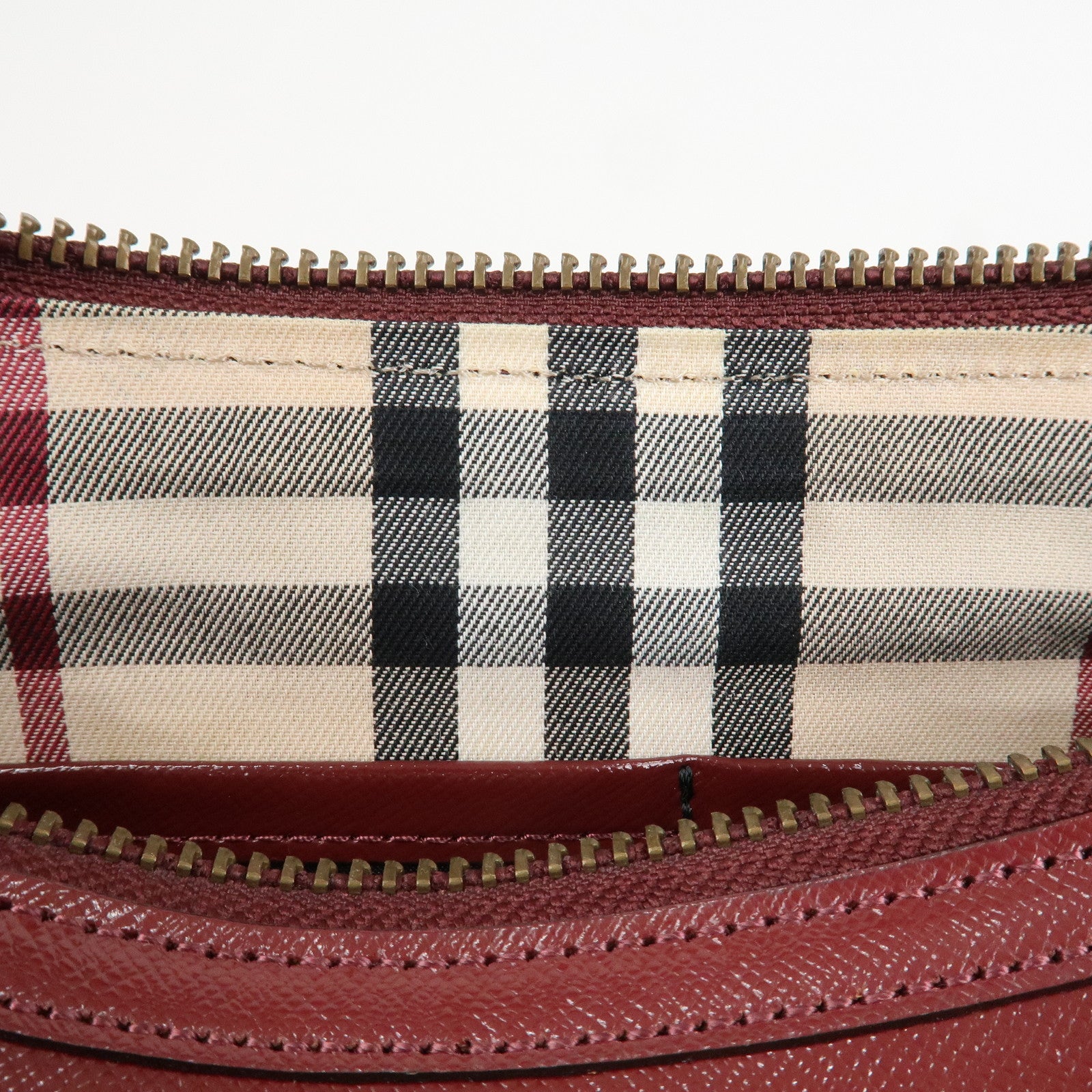 BURBERRY Leather Shoulder Bag Hand Bag Bordeaux Gold HDW