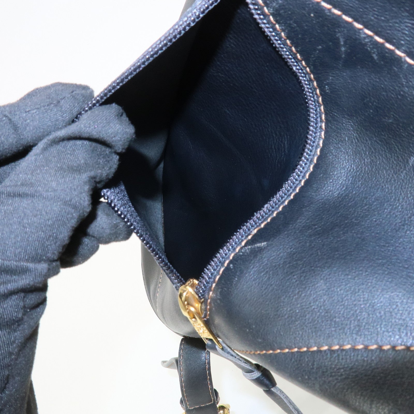 LOEWE Anton Anagram Leather Backpack Shoulder Bag Black