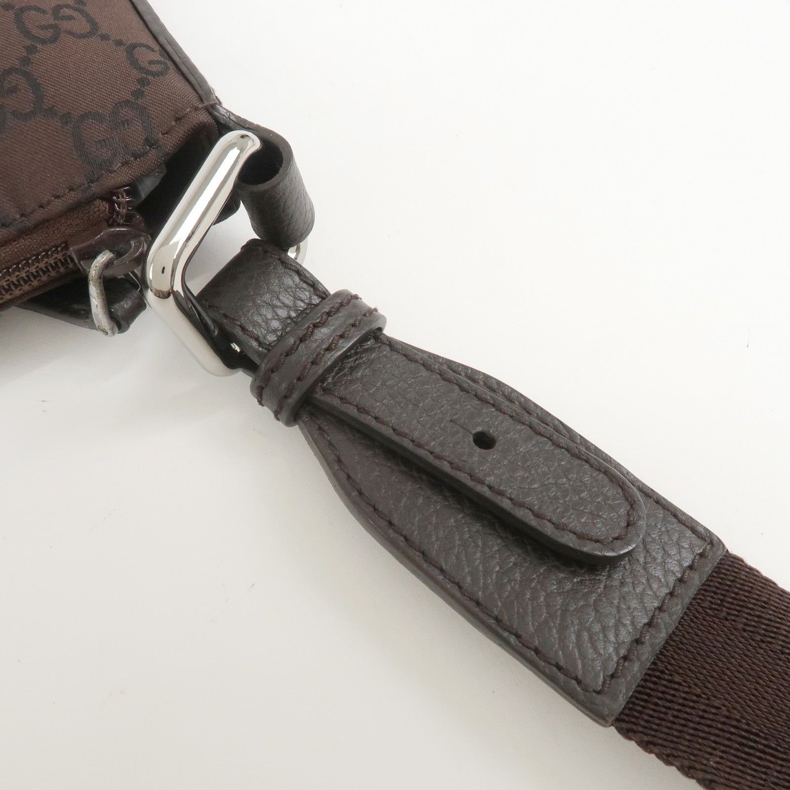 GUCCI GG Nylon Leather Shoulder Bag Crossbody Bag Dark Brown 190628