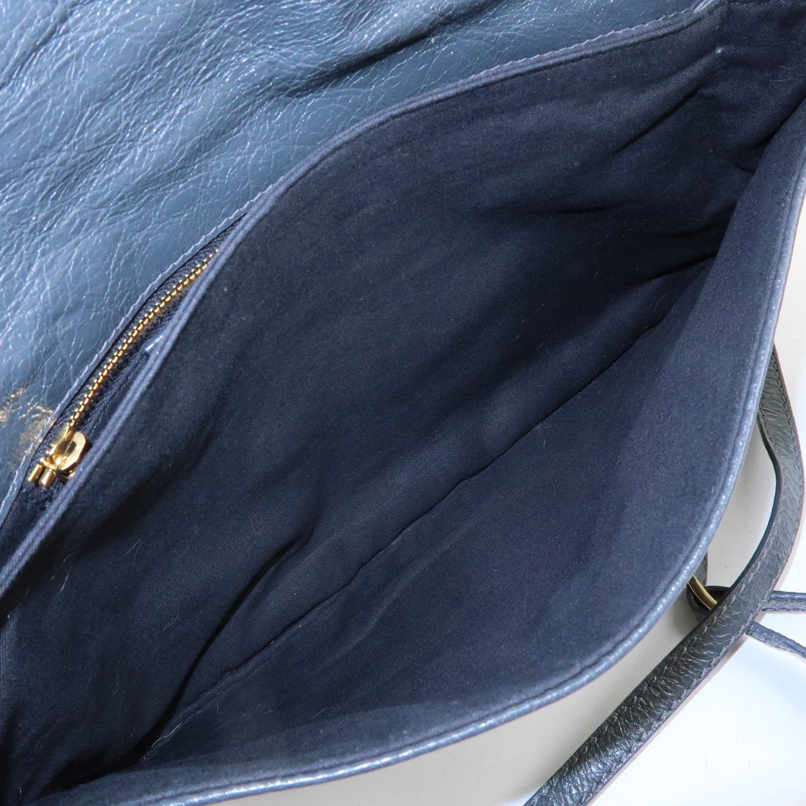 BALENCIAGA Leather Giant Envelope Clutch Shoulder Bag Grey 327079