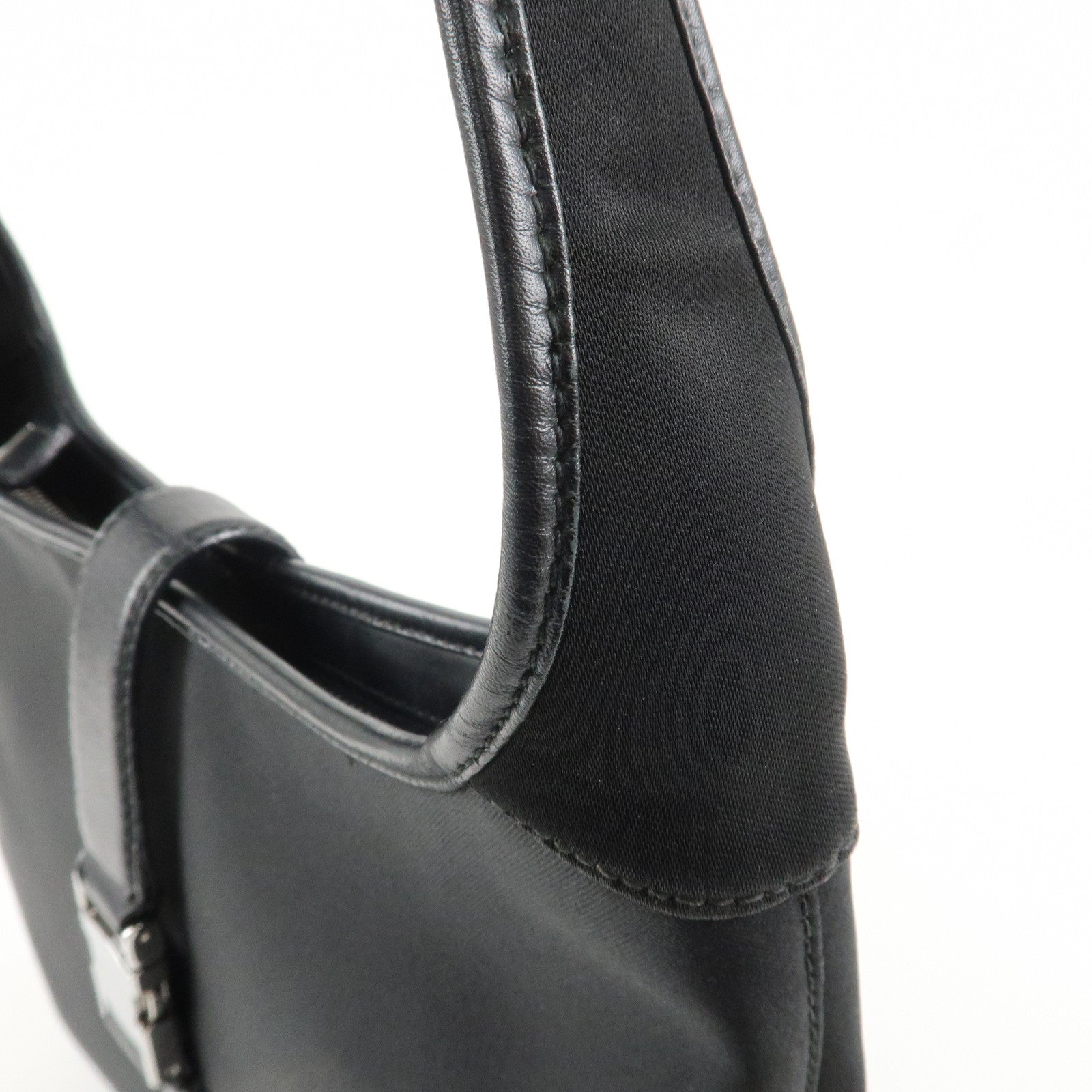 Ferragamo Nylon  Canvas One Shoulder Bag Black Silver Hardware Used