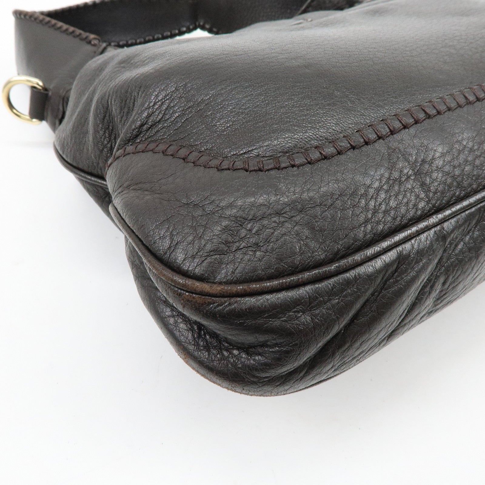 GUCCI New Jackie Leather 2Way Bag Shoulder Bag Dark Brown 219725