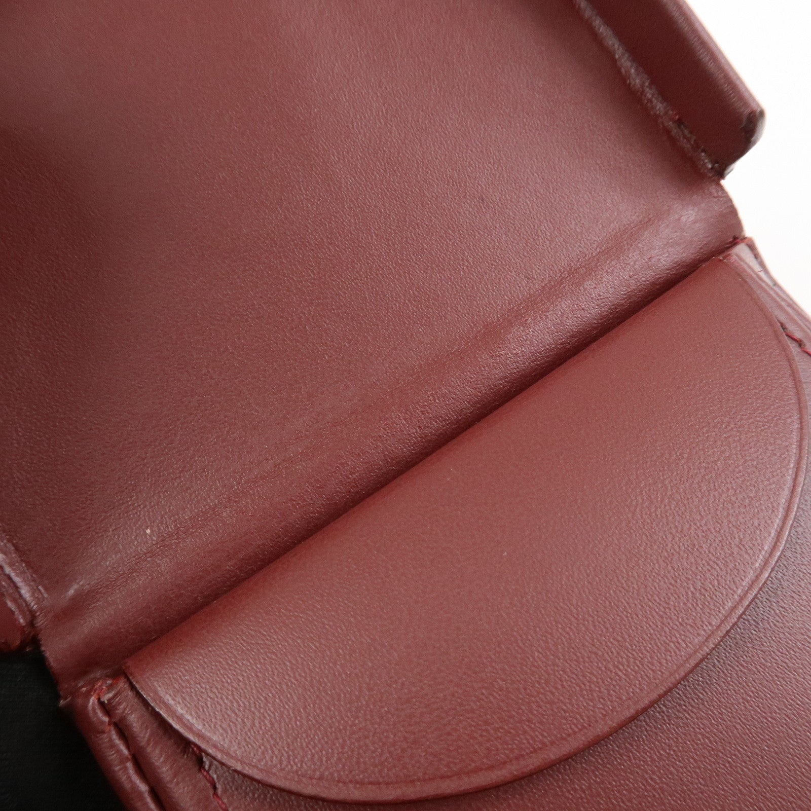 Cartier Must Line Logo Leather Coin Case Coin Purse Bordeaux