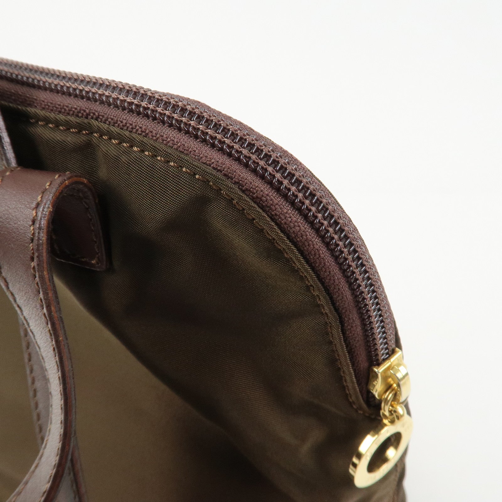 CELINE Logo Nylon Leather Backpack Ruck Sack Brown