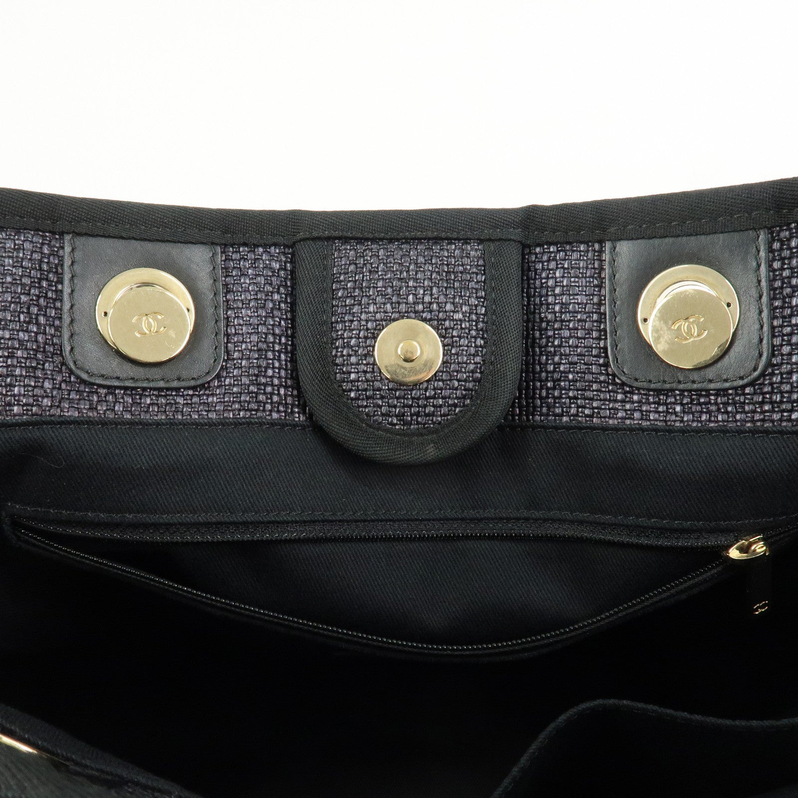 CHANEL Deauville MM Straw Leather Tote Bag Shoulder Bag A67001