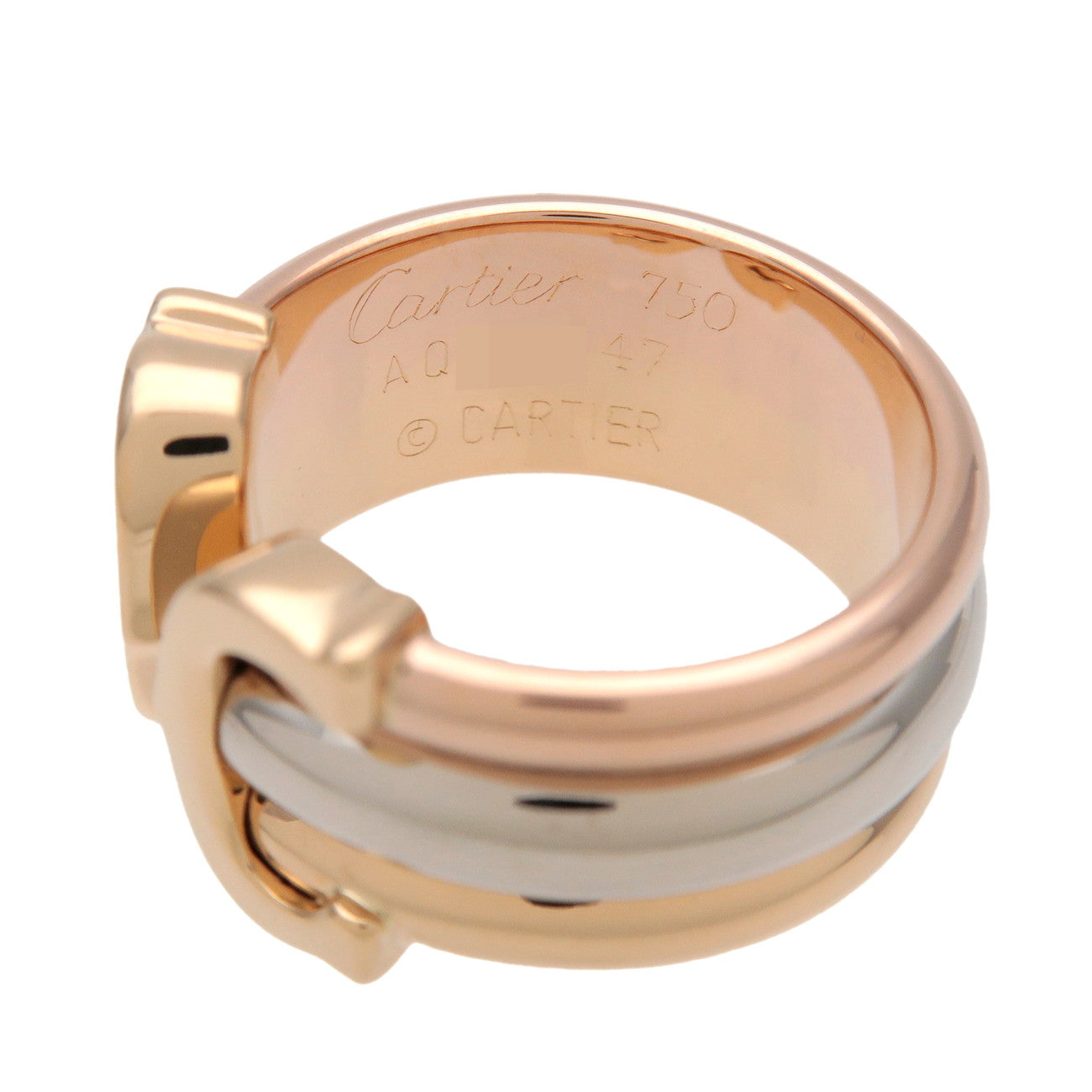 Cartier C2 Ring K18 750YG/PG/WG Yellow Rose White Gold #47 US4.5