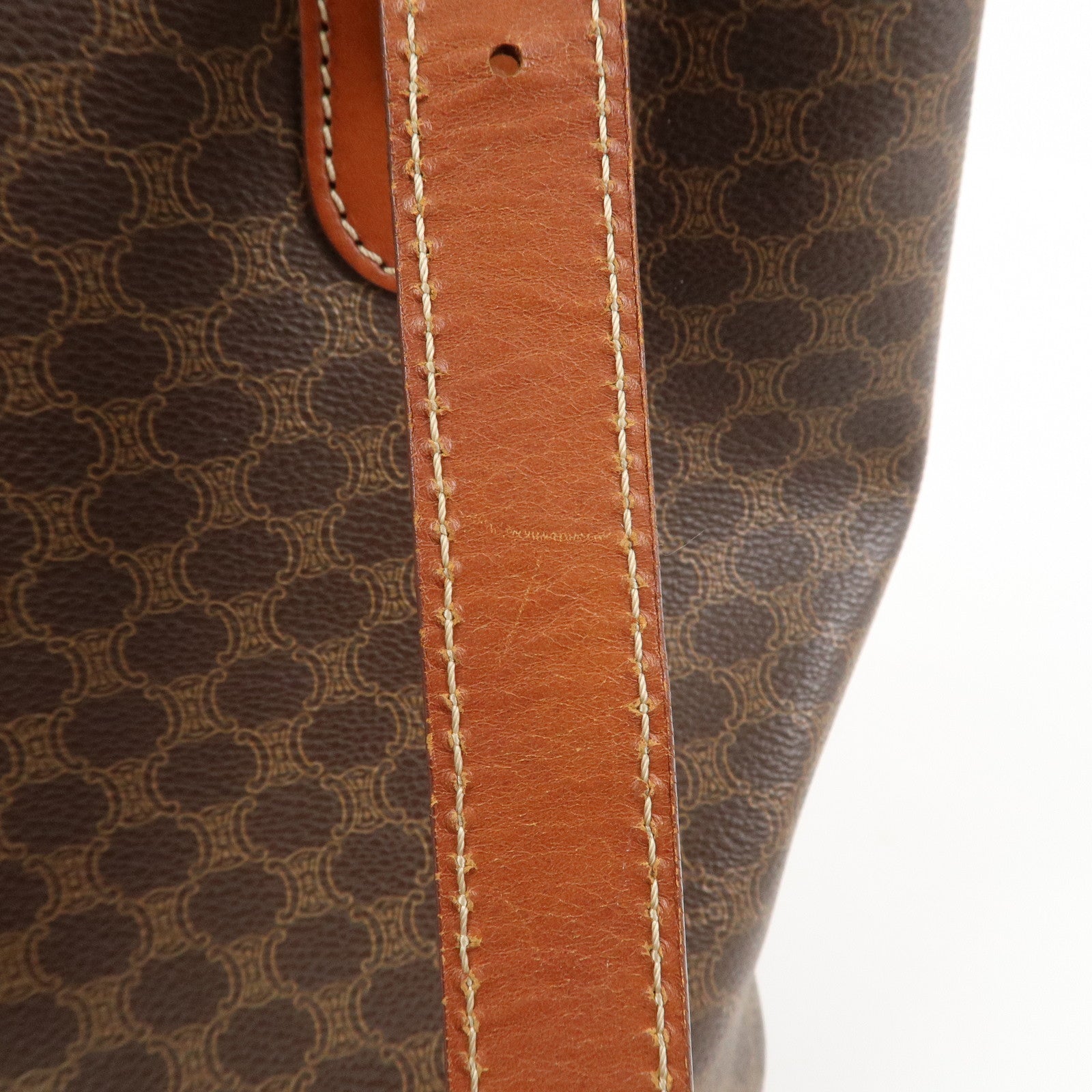 CELINE Macadam PVC Leather Tote Bag Hand Bag Shoulder Bag Brown