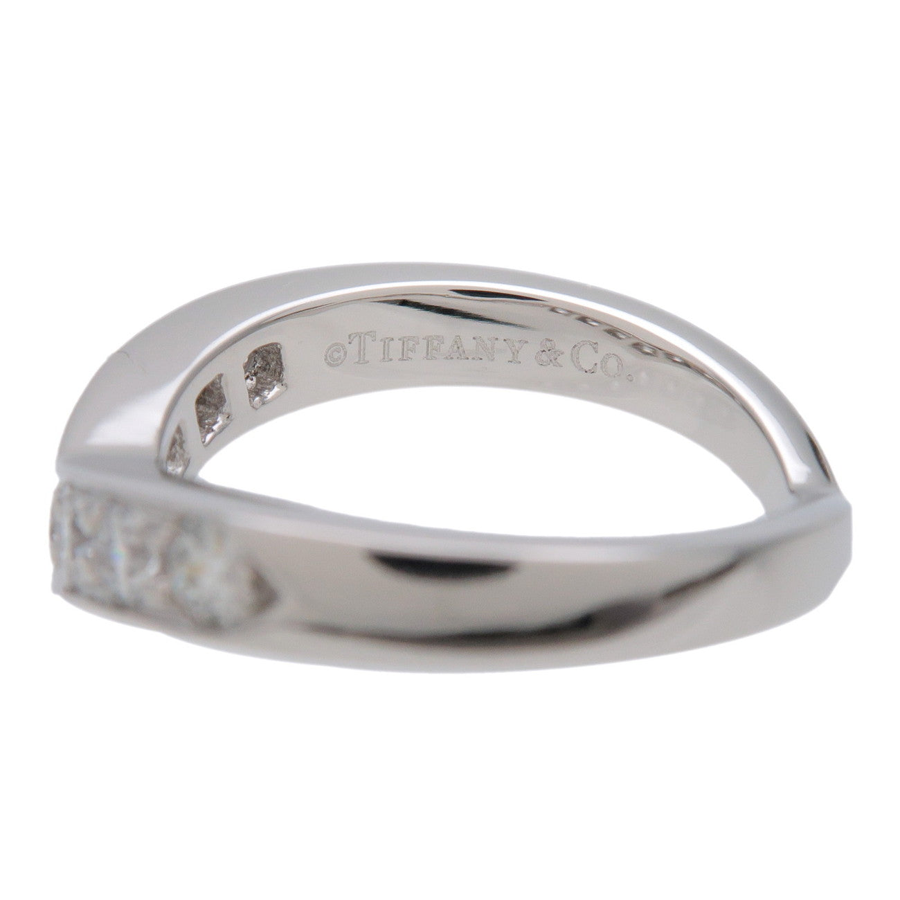 Tiffany & Co V Band Diamond Ring PT950 Platinum US3.5-4 EU46 HK7.5
