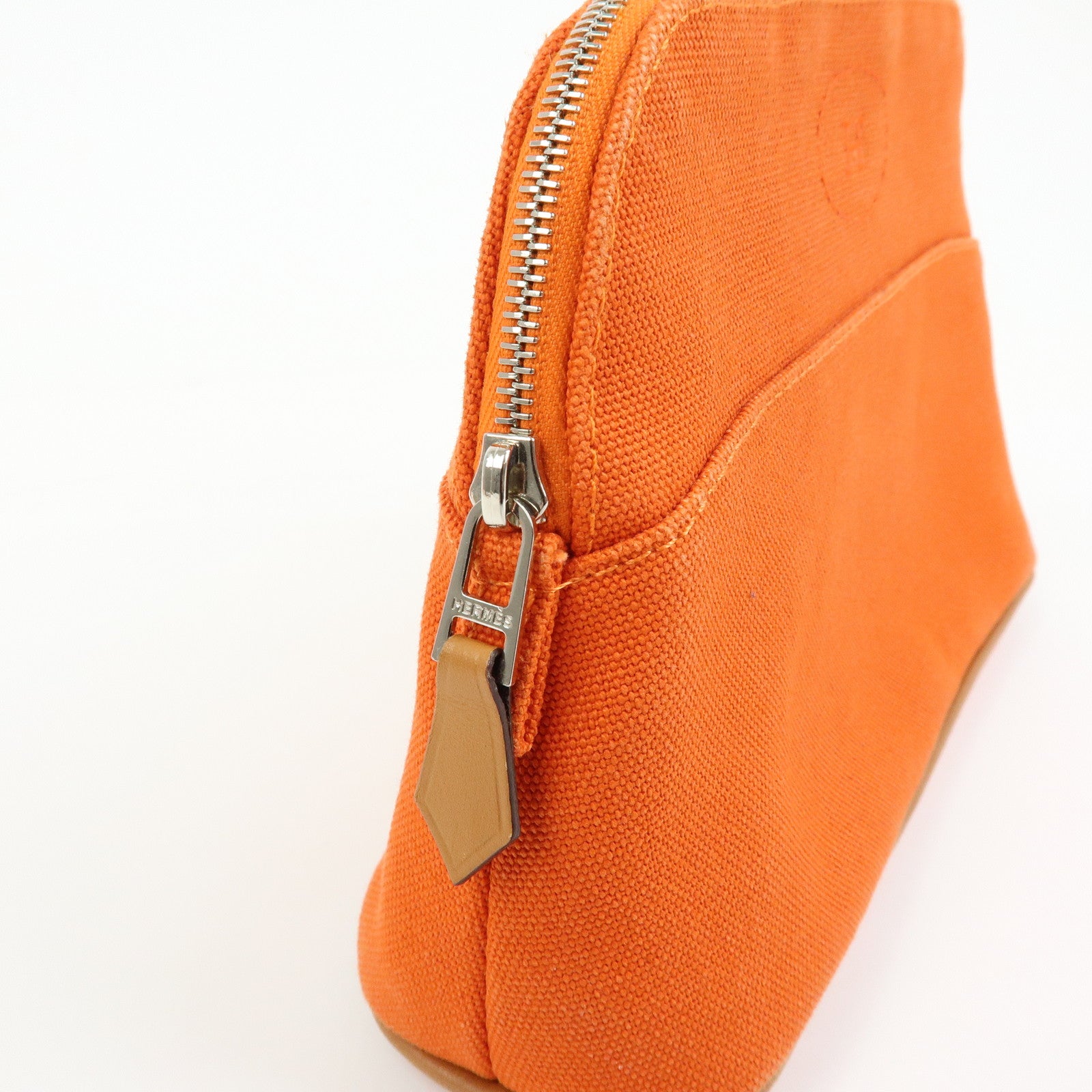 HERMES Bolide Pouch 20 Toile H Canvas Pouch Cosmetic Pouch Orange