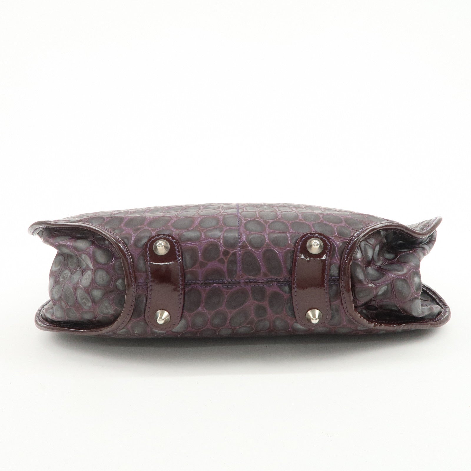 Christian Dior Embossed Leather Tote Bag Shoulder Bag Purple