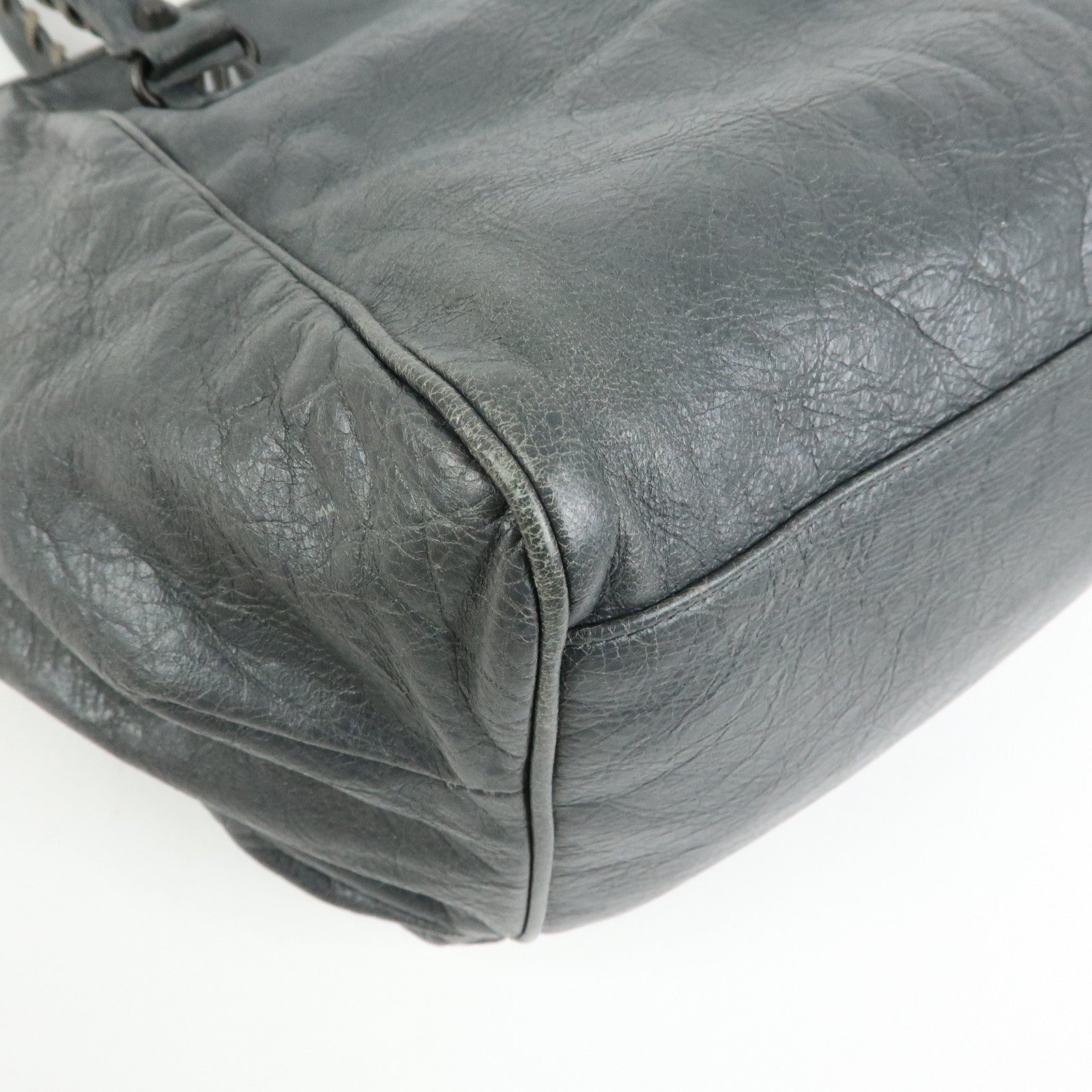 BALENCIAGA The Sunday Leather Tote Bag Hand Bag Gray 228750