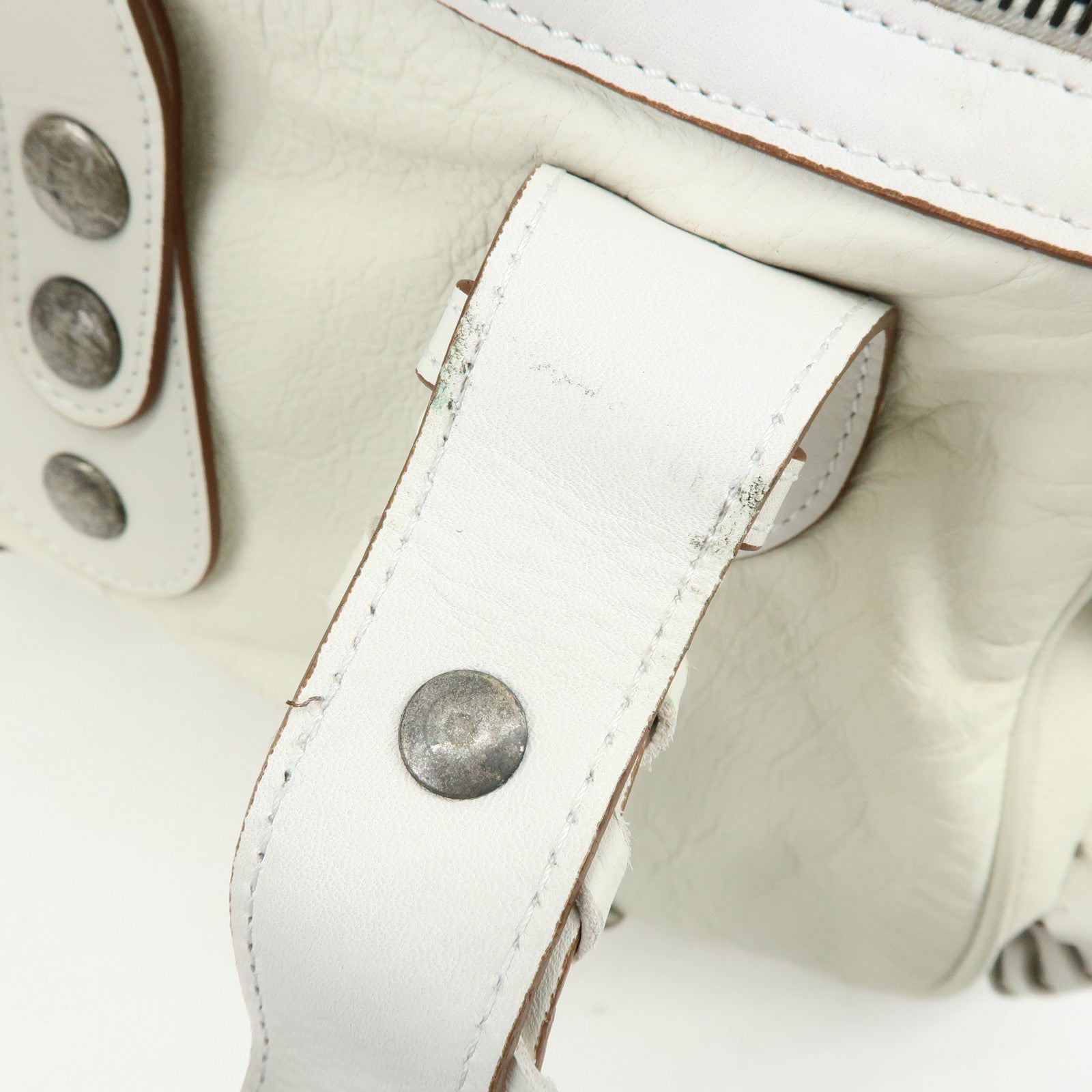 Chloe Silverado Leather Shoulder Bag Boston Bag Hand Bag White