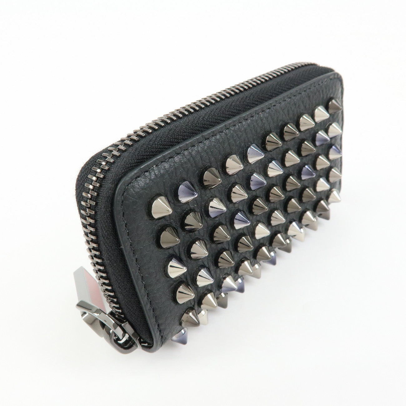 Christian Louboutin Leather Panettone Studs Key Case Black
