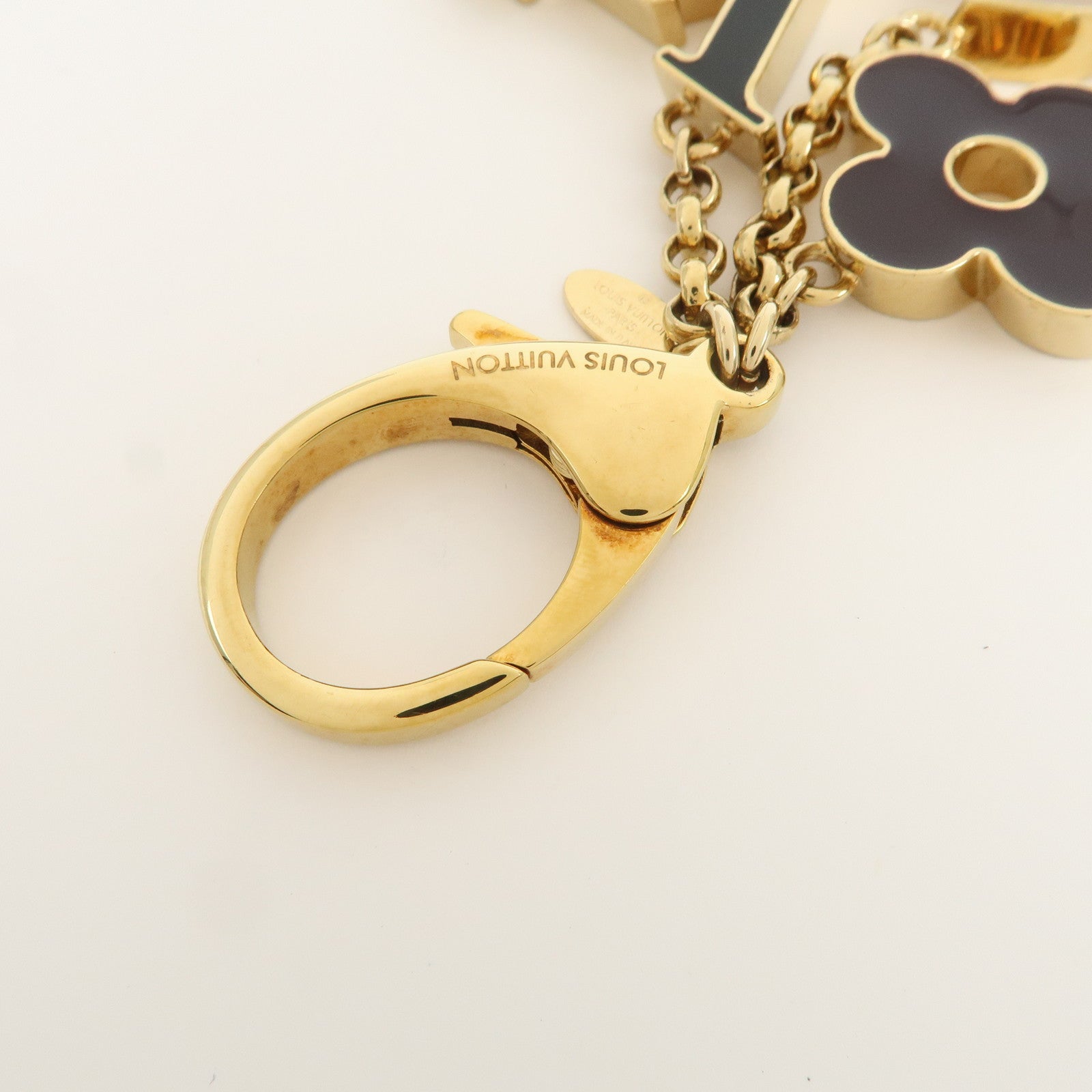 Louis Vuitton Fleur de Monogram Key Chain Bag Charm Gold M67119