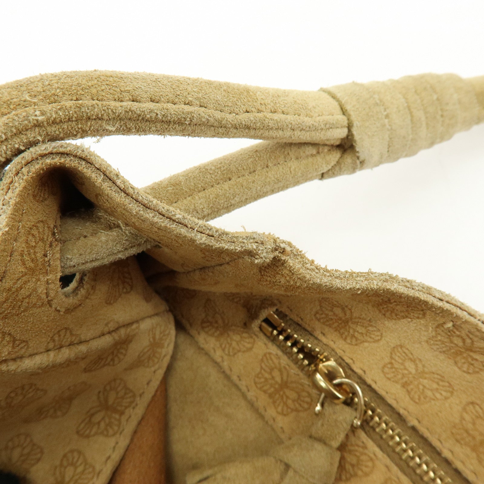 BOTTEGA VENETA Suede Butterfly Shoulder Bag Hand Bag Beige