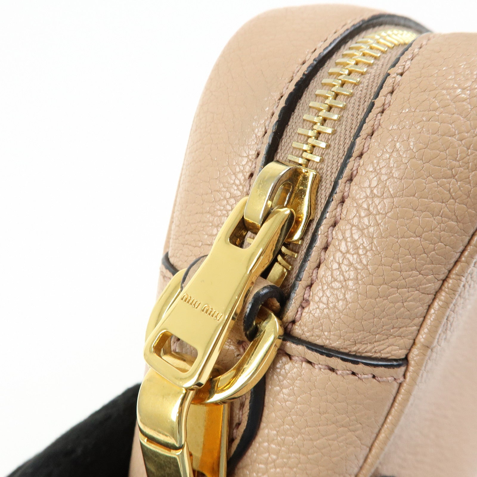 MIU MIU Madras Leather Camera Bag Shoulder Bag Crossbody Bag Beige