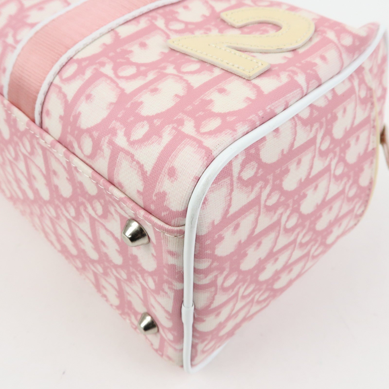 Christian Dior Trotter PVC Patent Leather Boston Bag Hand Bag Pink