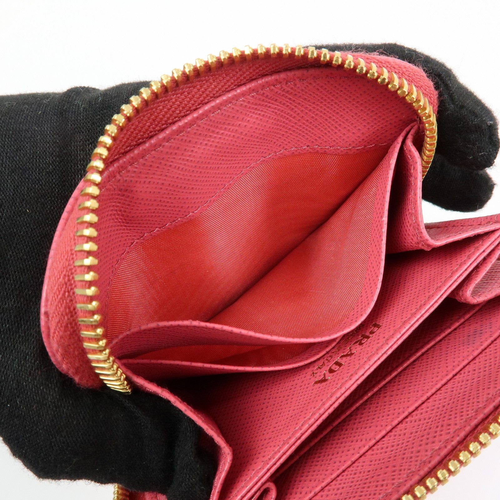 PRADA Saffiano Leather Zippy Coin Case Coin Purse Pink 1MM268