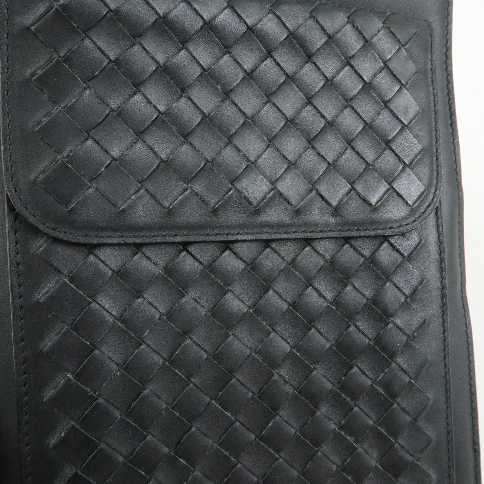 BOTTEGA VENETA Intrecciato Leather Clutch Bag Black 129528