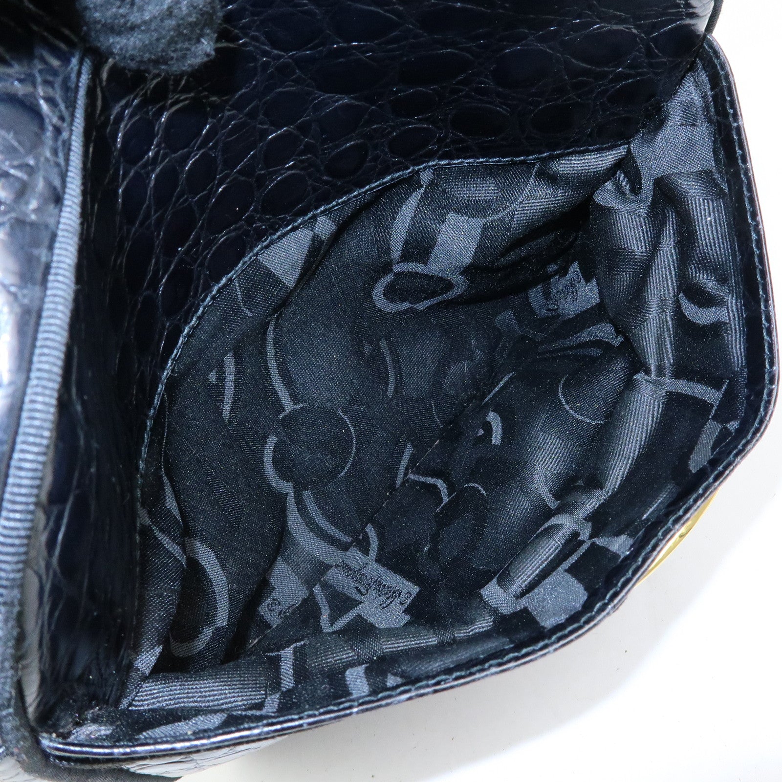 Ferragamo Vara Embossed Leather Shoulder Bag Crossbody Bag Black