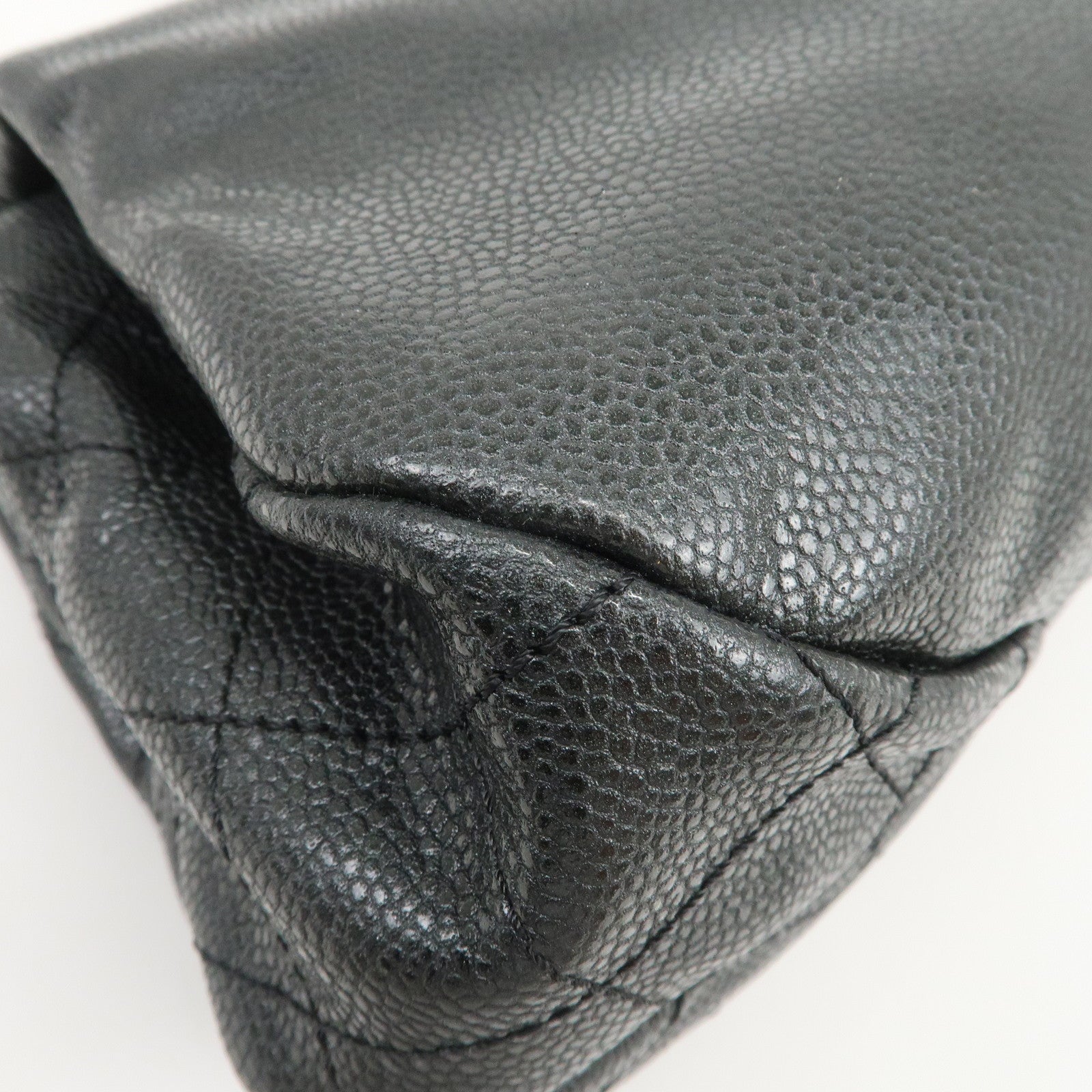 CHANEL COCO Mark Caviarskin Chain Shoulder Bag Black Silver