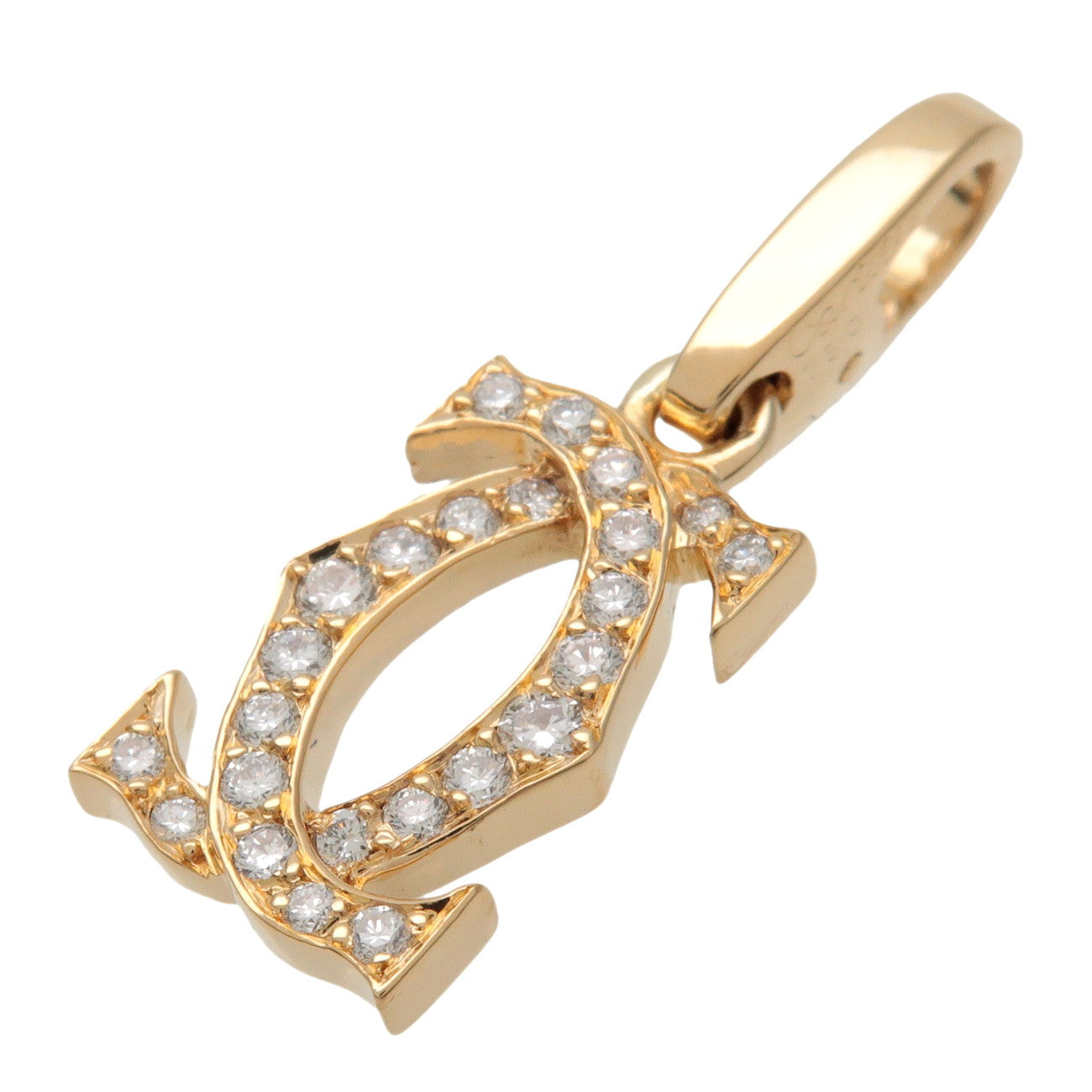 Cartier 2C Diamond Charm Pendant Top Necklace Top K18YG Yellow Gold