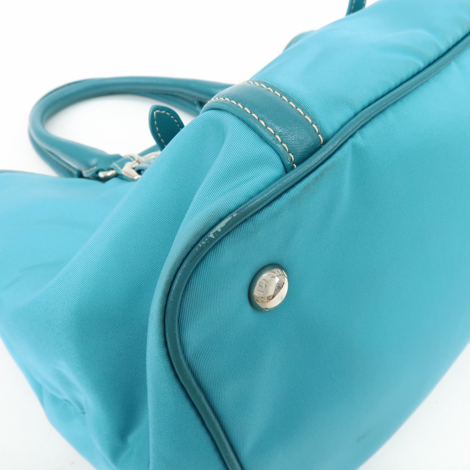 Prada Nylon Leather 2Way Bag Hand Bag Shoulder Bag Blue