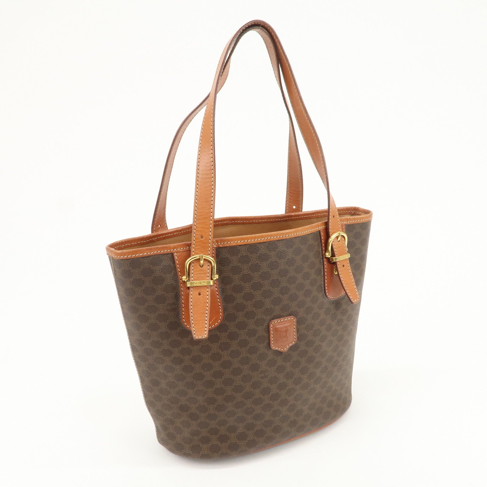 CELINE Macadam PVC Leather Tote Bag Shoulder Bag Brown