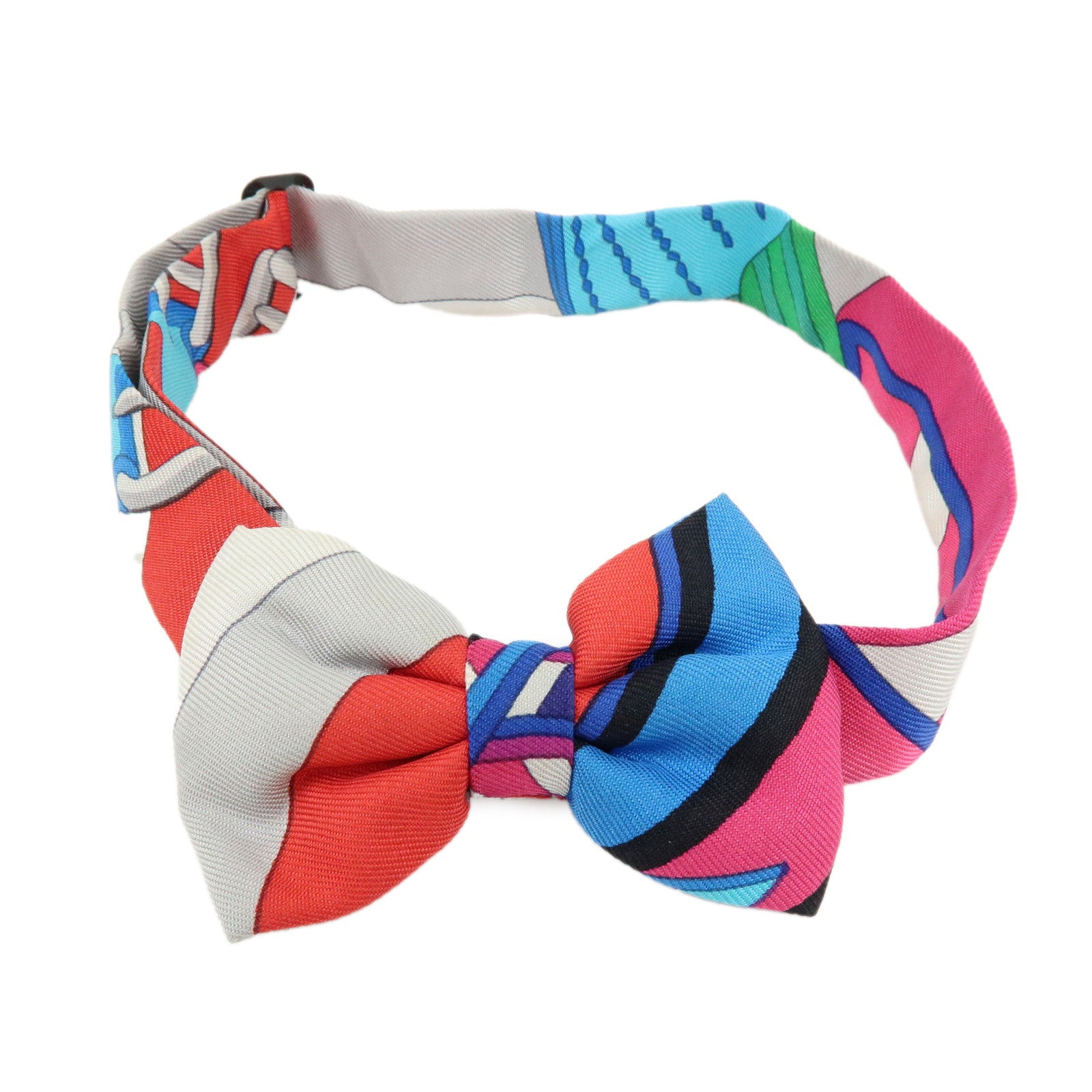 HERMES Silk100% Noeud Papillon Ribbon Bow Tie Multicolor