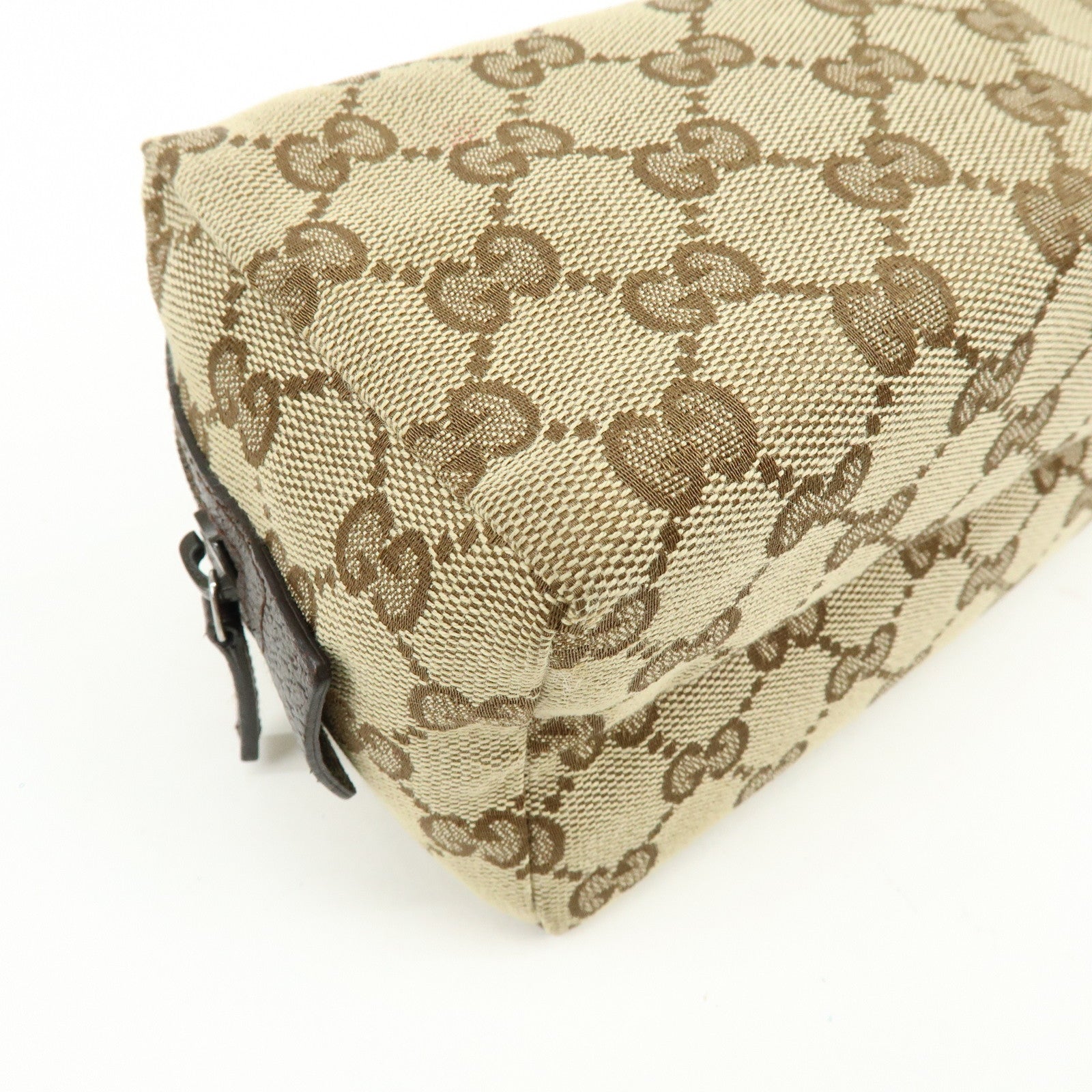 GUCCI GG Monogram Canvas Cosmetic Pouch Beige Brown 29595