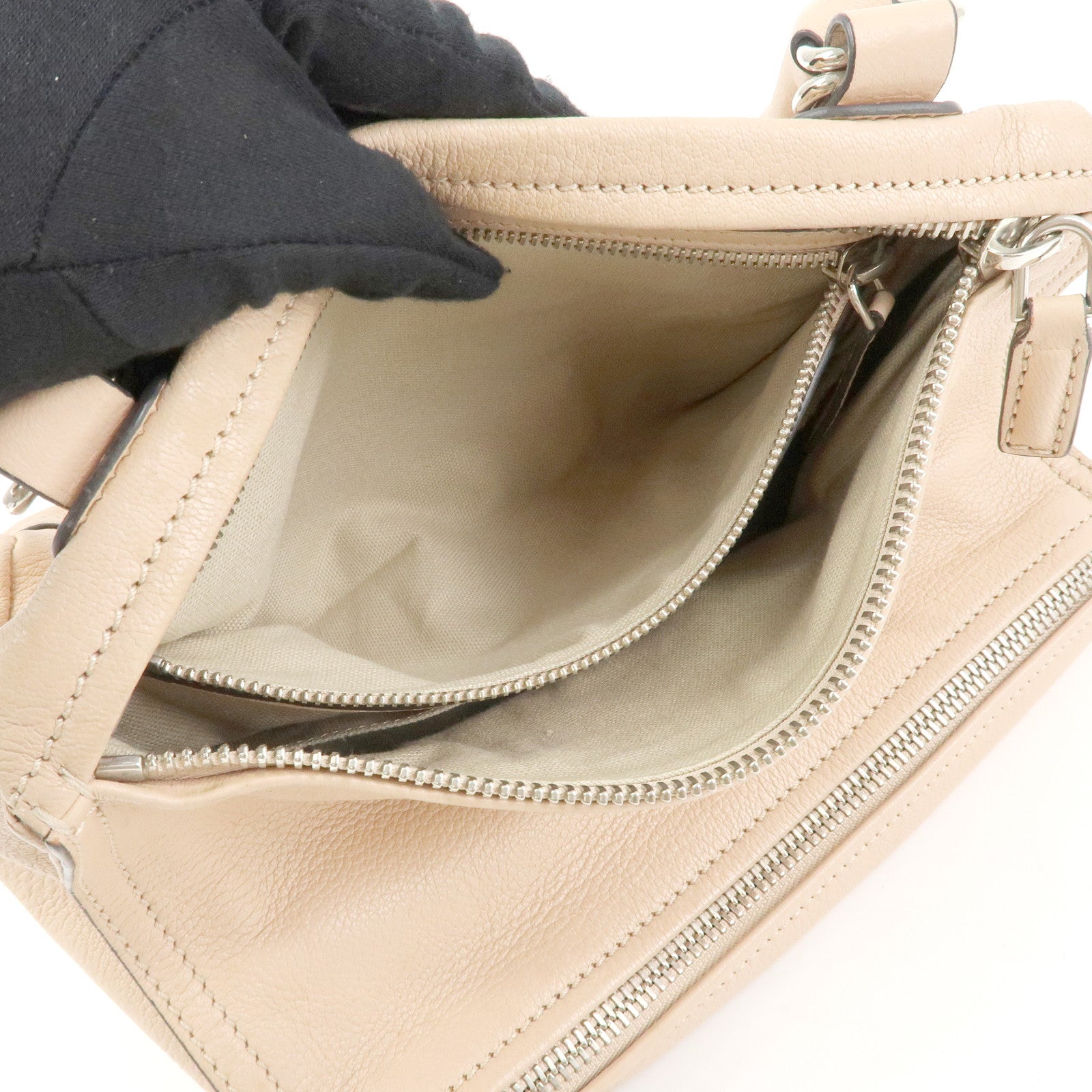 GIVENCHY Pandora Leather 2Way Bag Hand Bag Shoulder Bag Beige