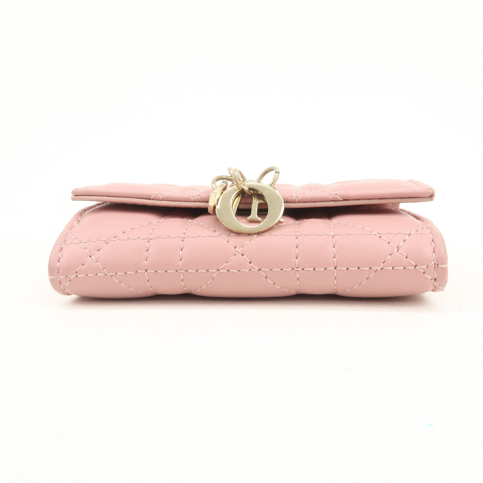 Christian Dior Canage Leather Bi-fold Compact Wallet Pink
